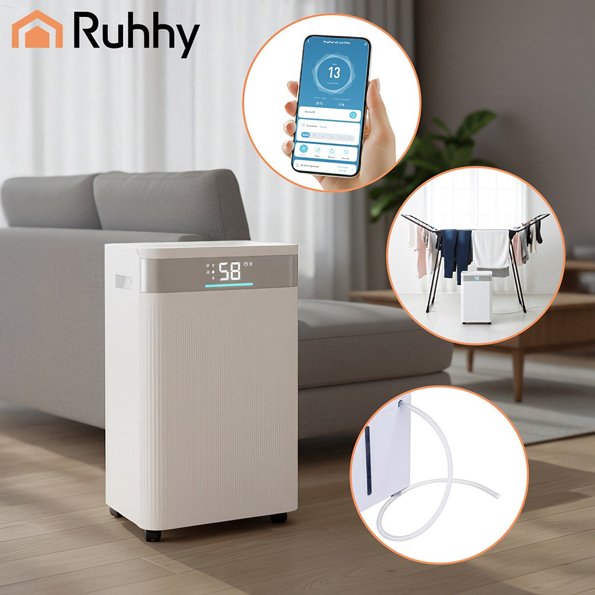 Luftentfeuchter 20 l/Tag, WLAN, 4,3-l-Wassertank, Timer