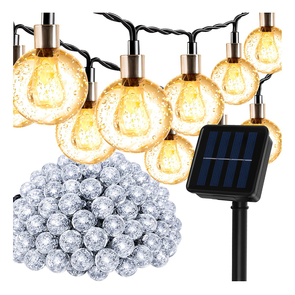 Solar-powered string light outdoor IP65 12m