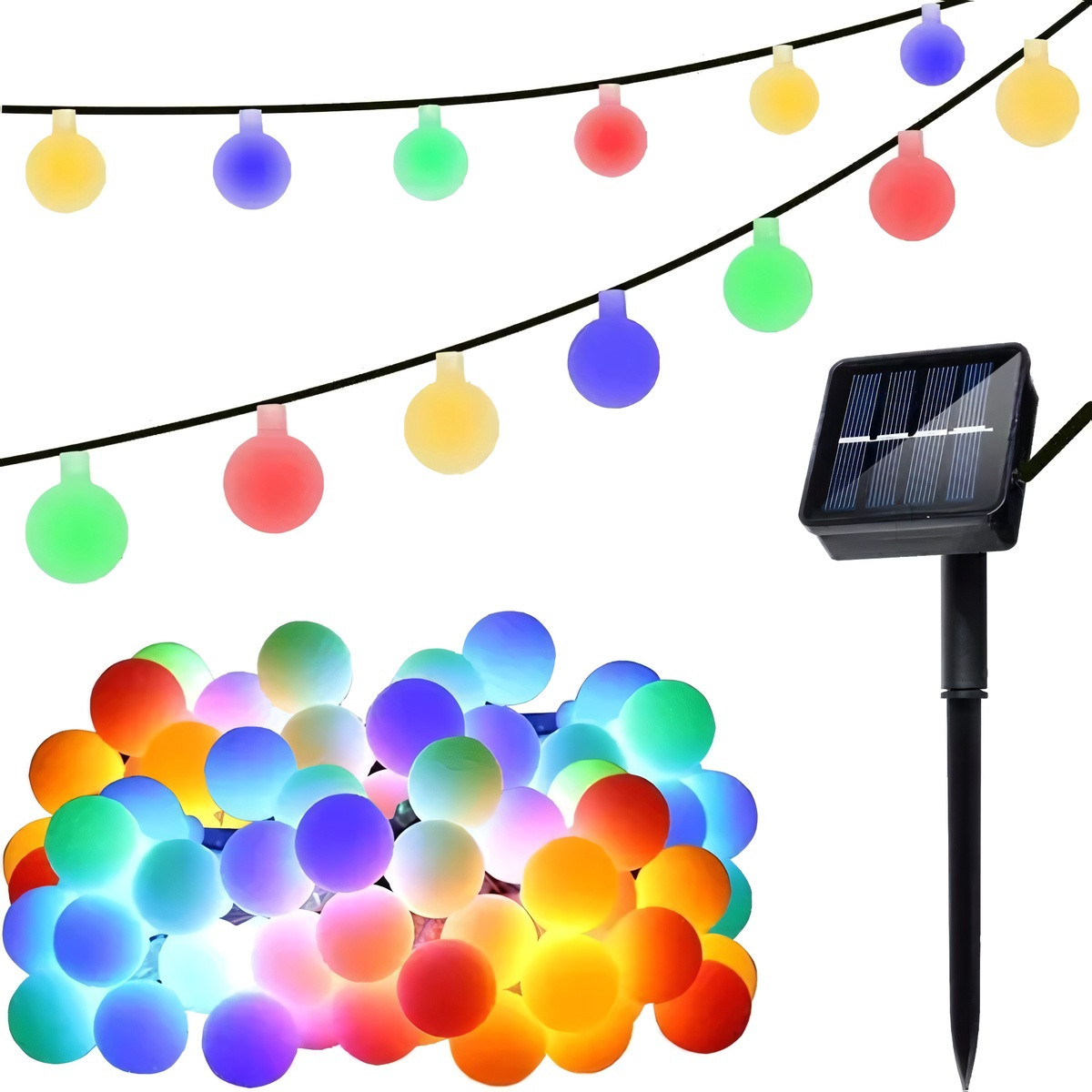 Solar-powered string light 7m IP44 for outdoor use