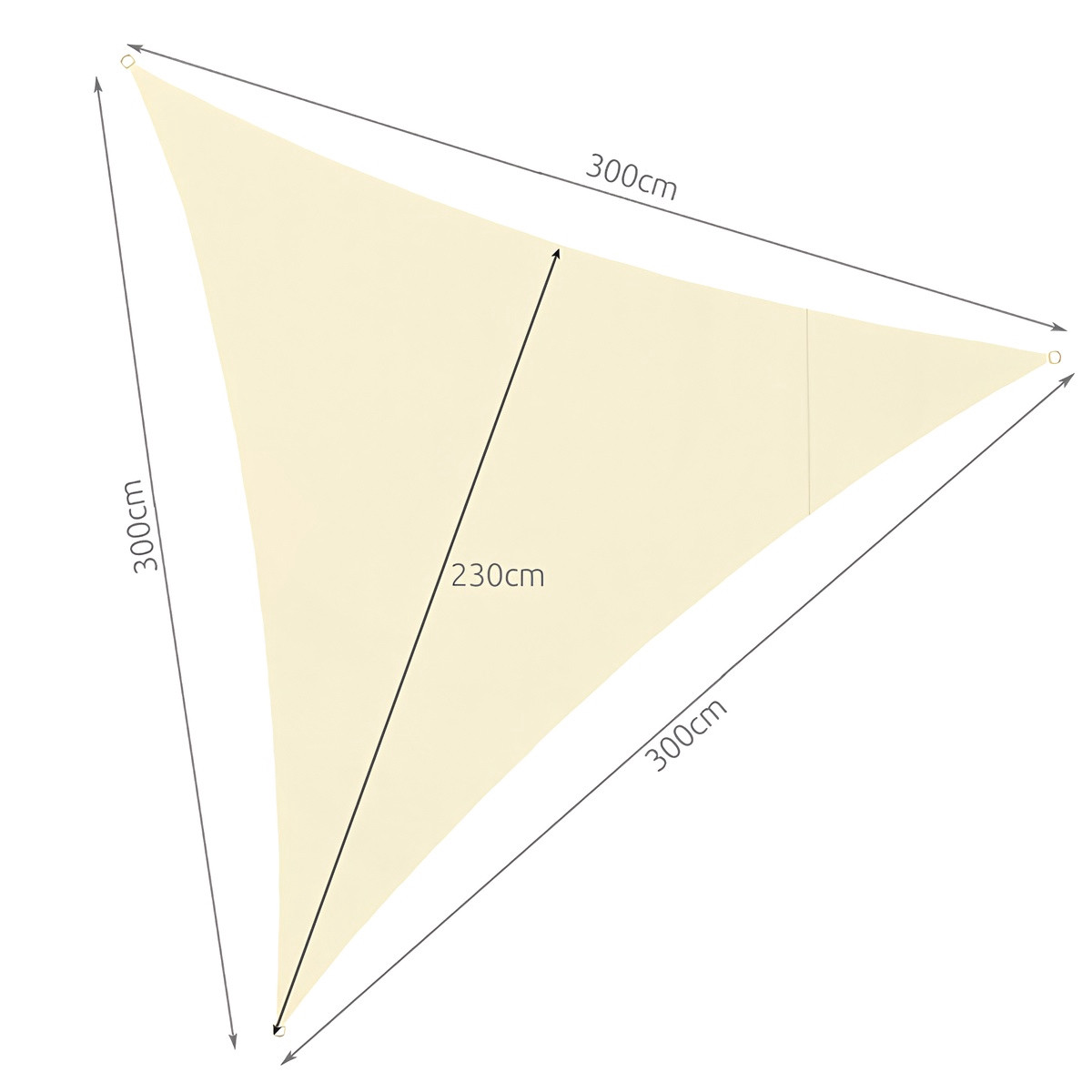 Vela Solar Triangular Impermeável 3x3x3m Bege