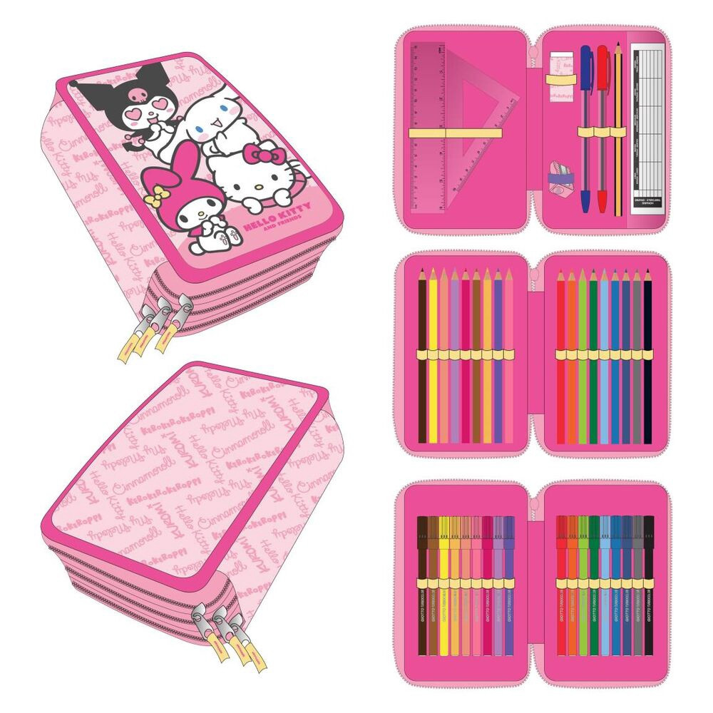 Astuccio triplo Hello Kitty e amici