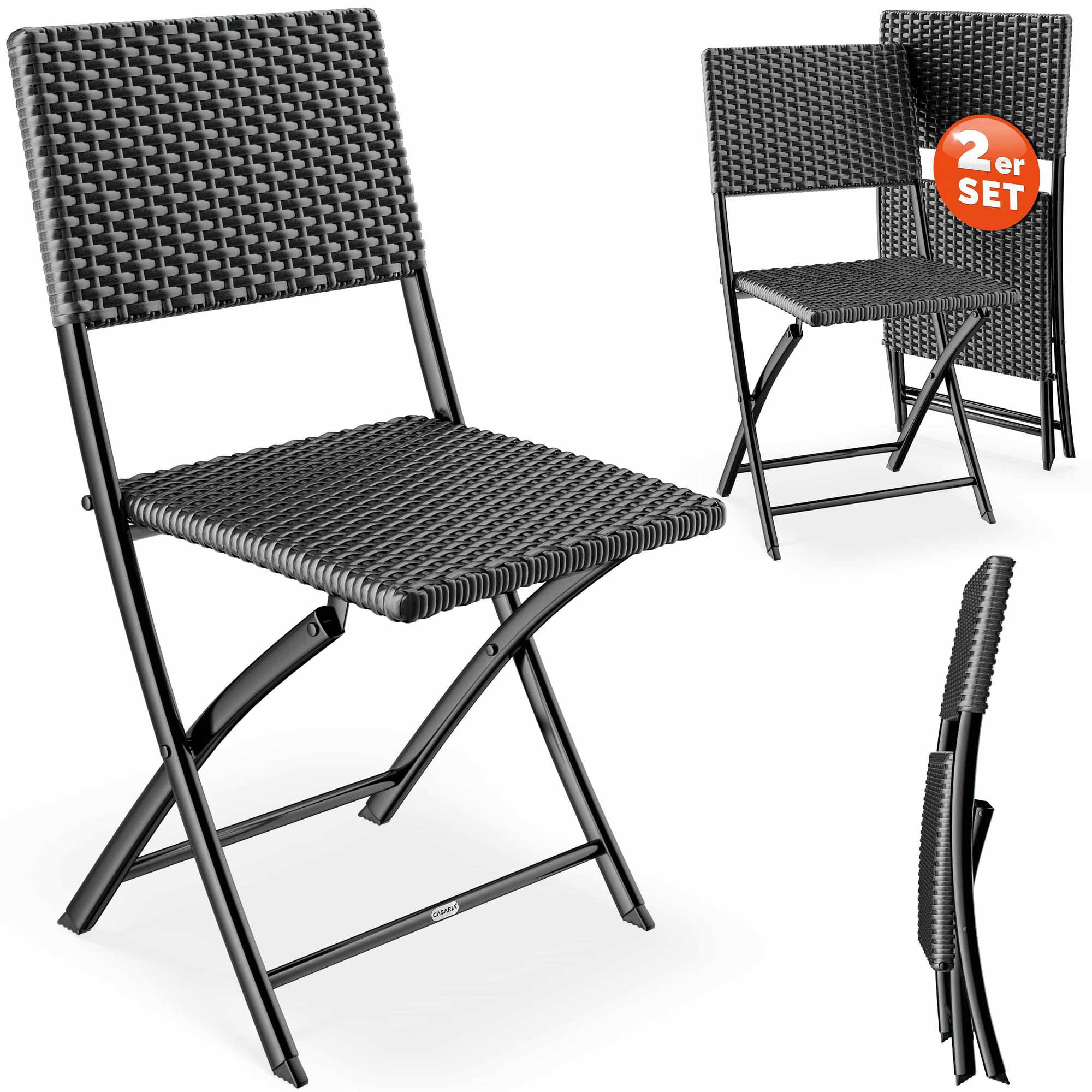 Polyrattan-Klappstühle, 2er-Set, Anthrazit