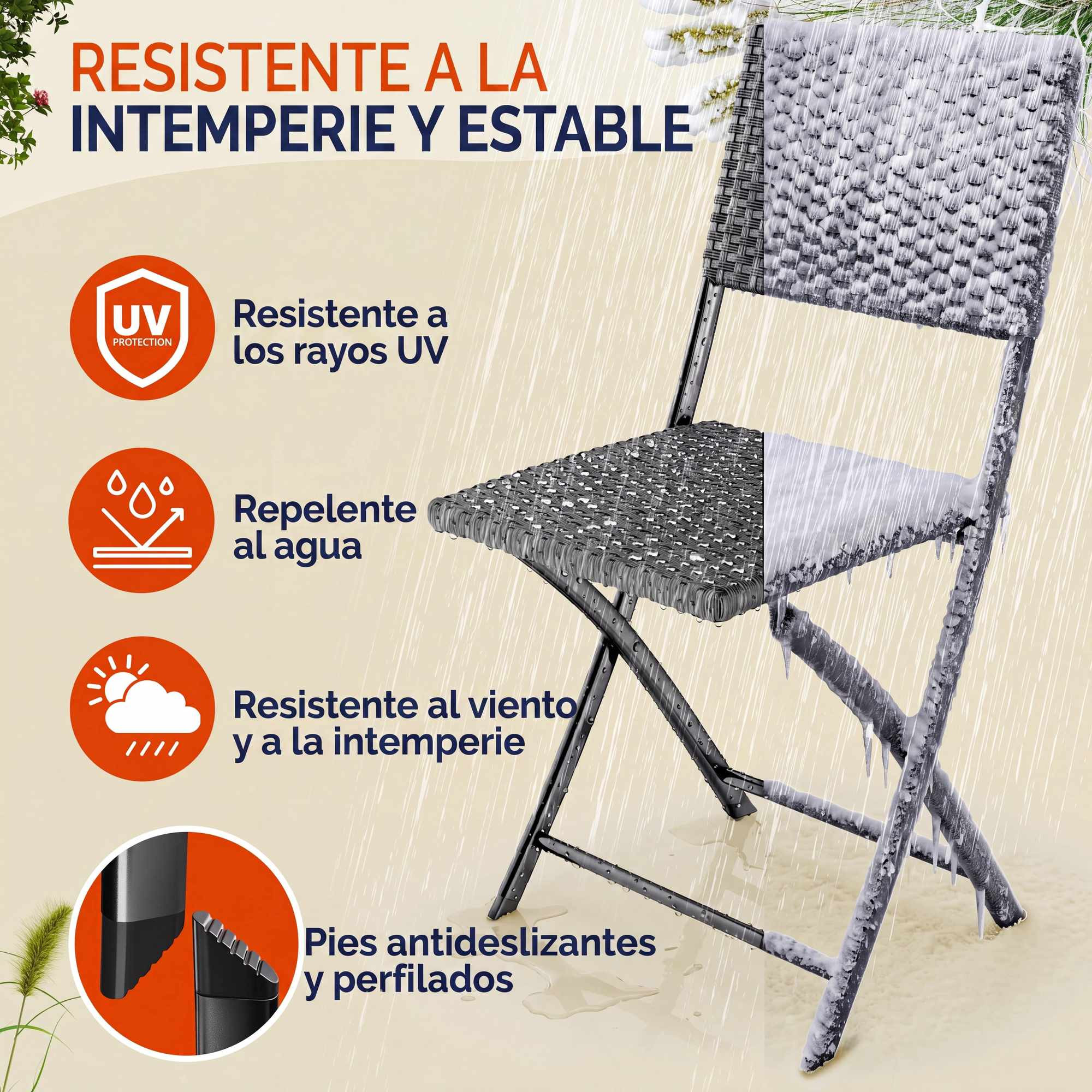Polyrattan-Klappstühle, 2er-Set, Anthrazit
