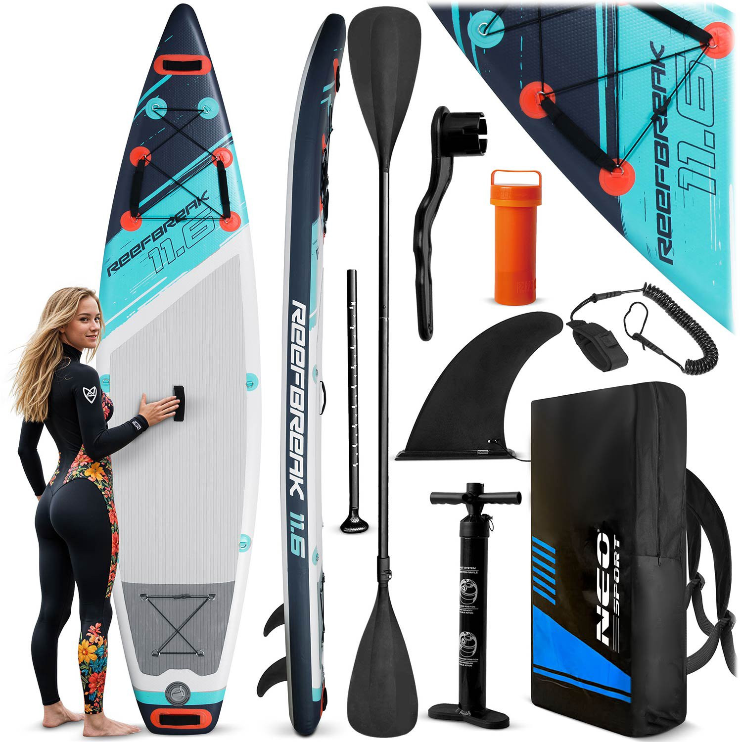 Inflatable SUP Board 11'6" with Paddle & Pump