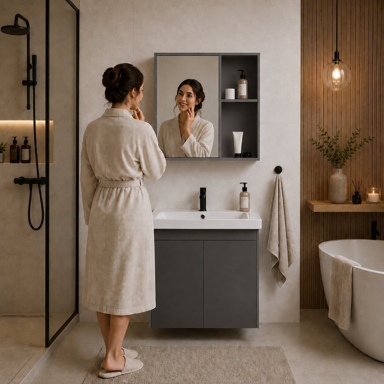 Wall-Mounted Bathroom Vanity Set with Ceramic Sink