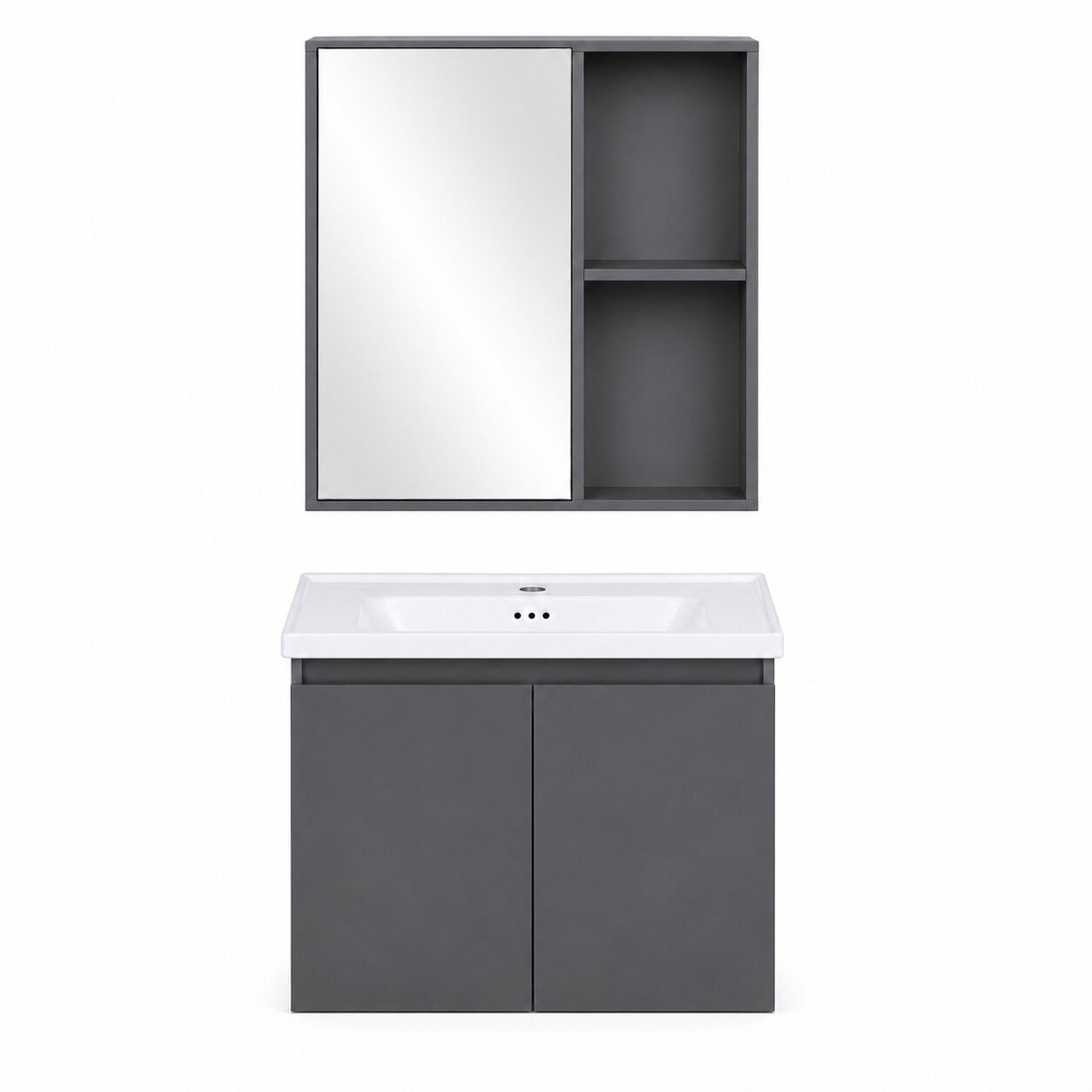 Wall-Mounted Bathroom Vanity Set with Ceramic Sink