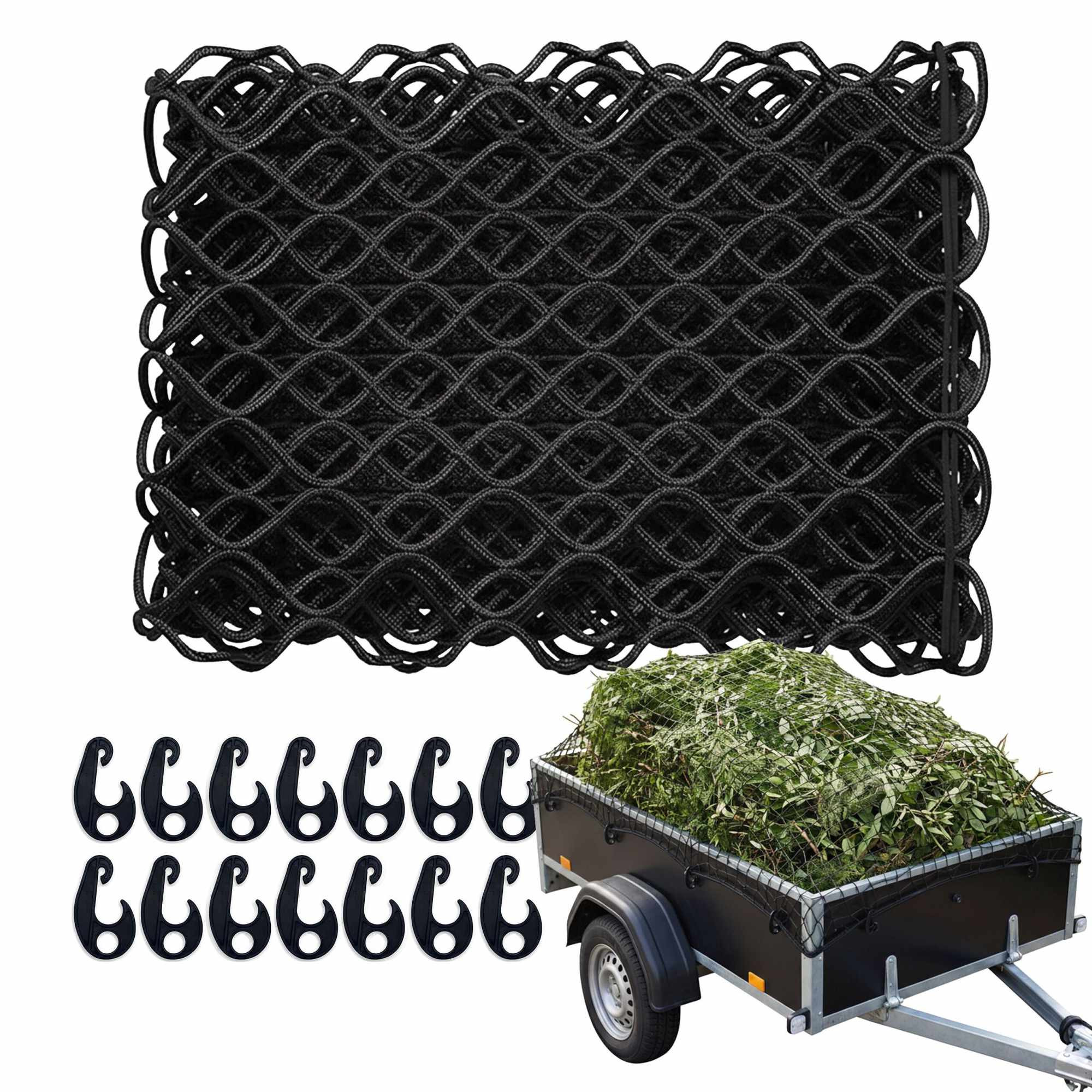 Trailer Net 2x3m Black, Durable PP Plastic