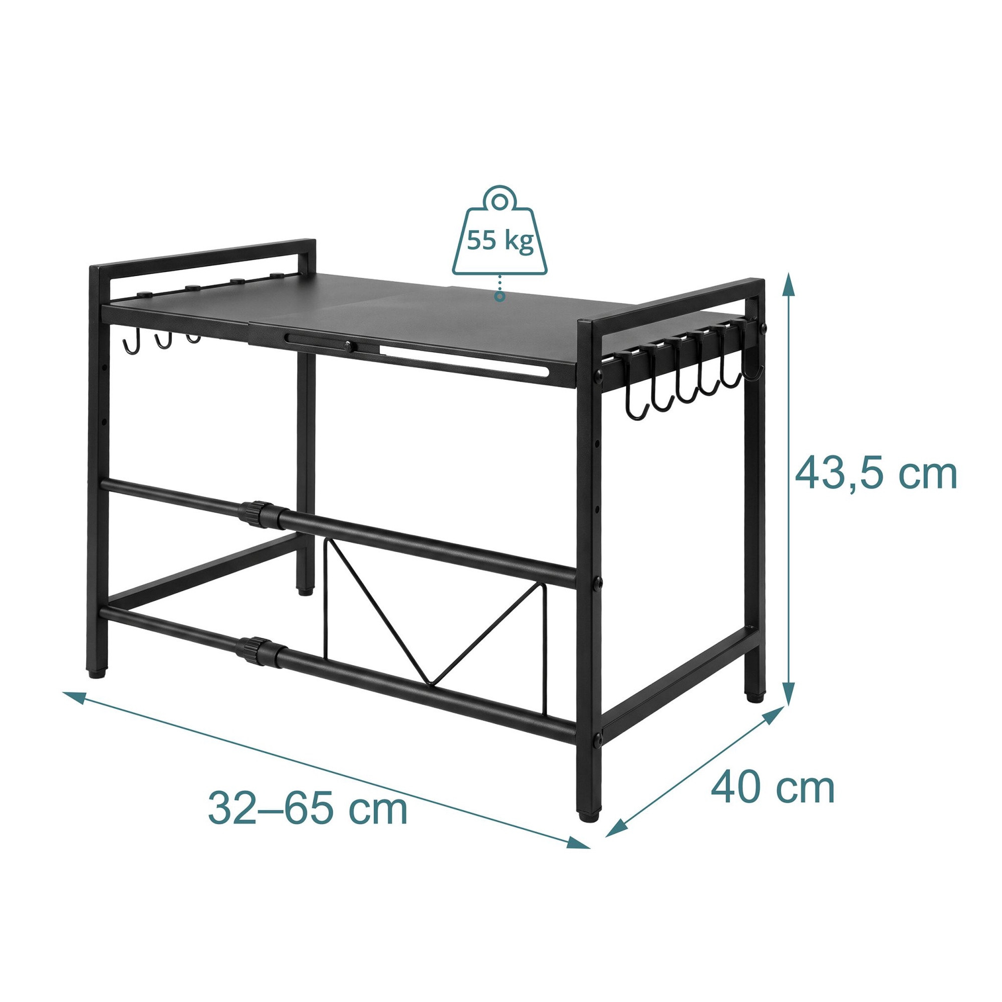 Extendable Metal Microwave Shelf with Adjustable Width