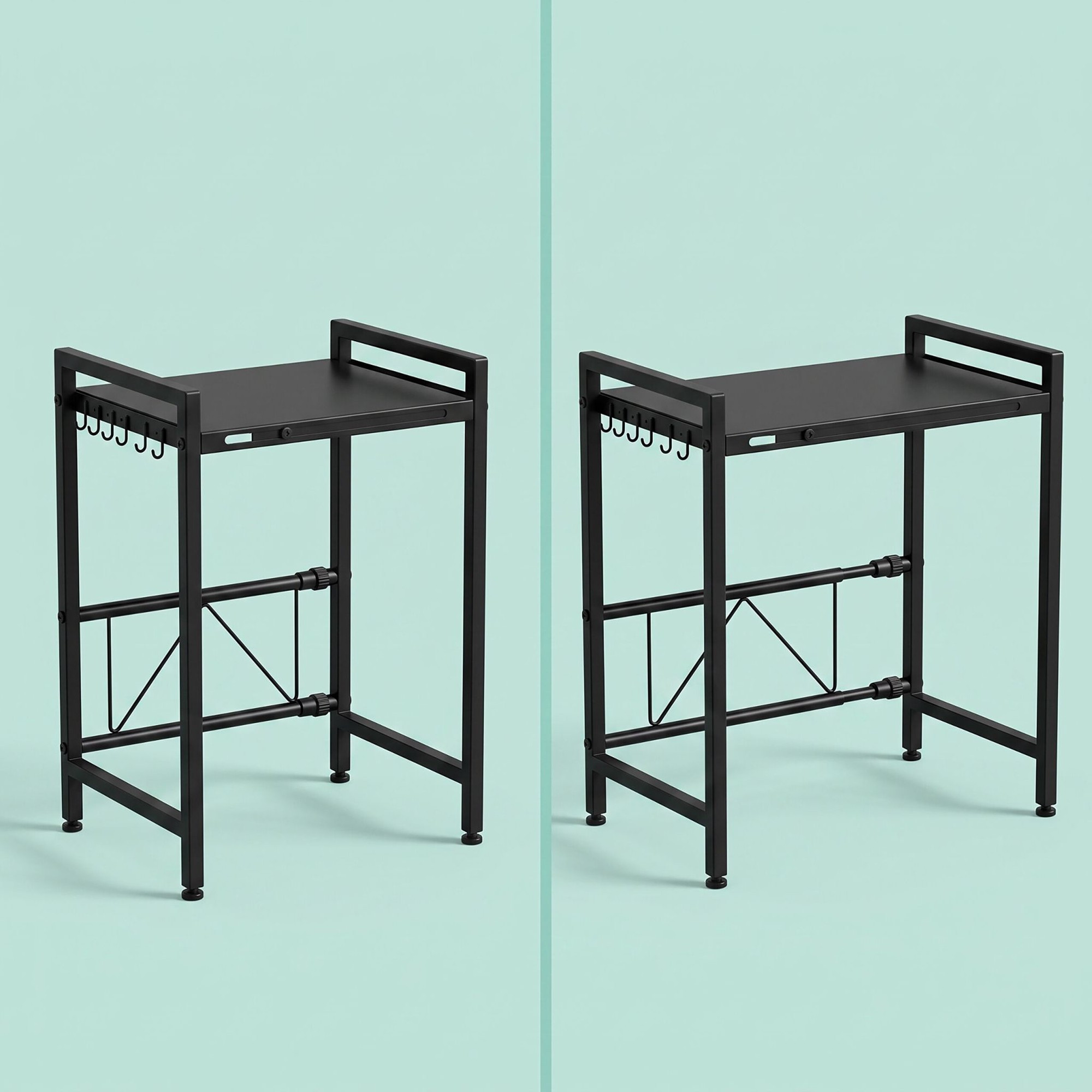 Extendable Metal Microwave Shelf with Adjustable Width
