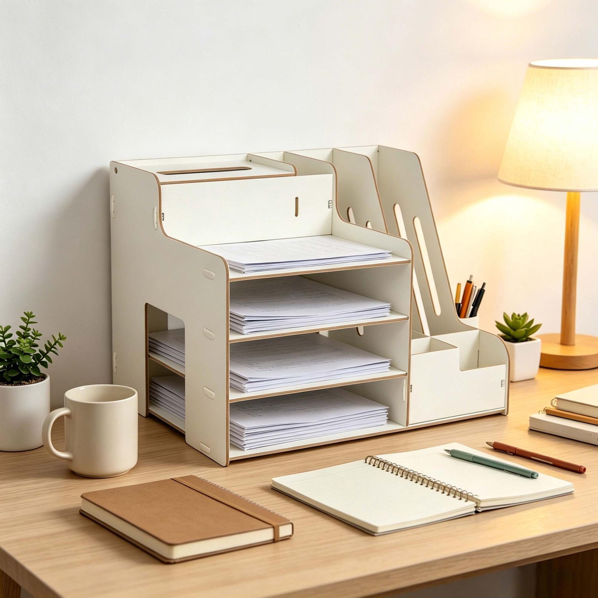 Witte MDF-documentenmap met dossierhouder