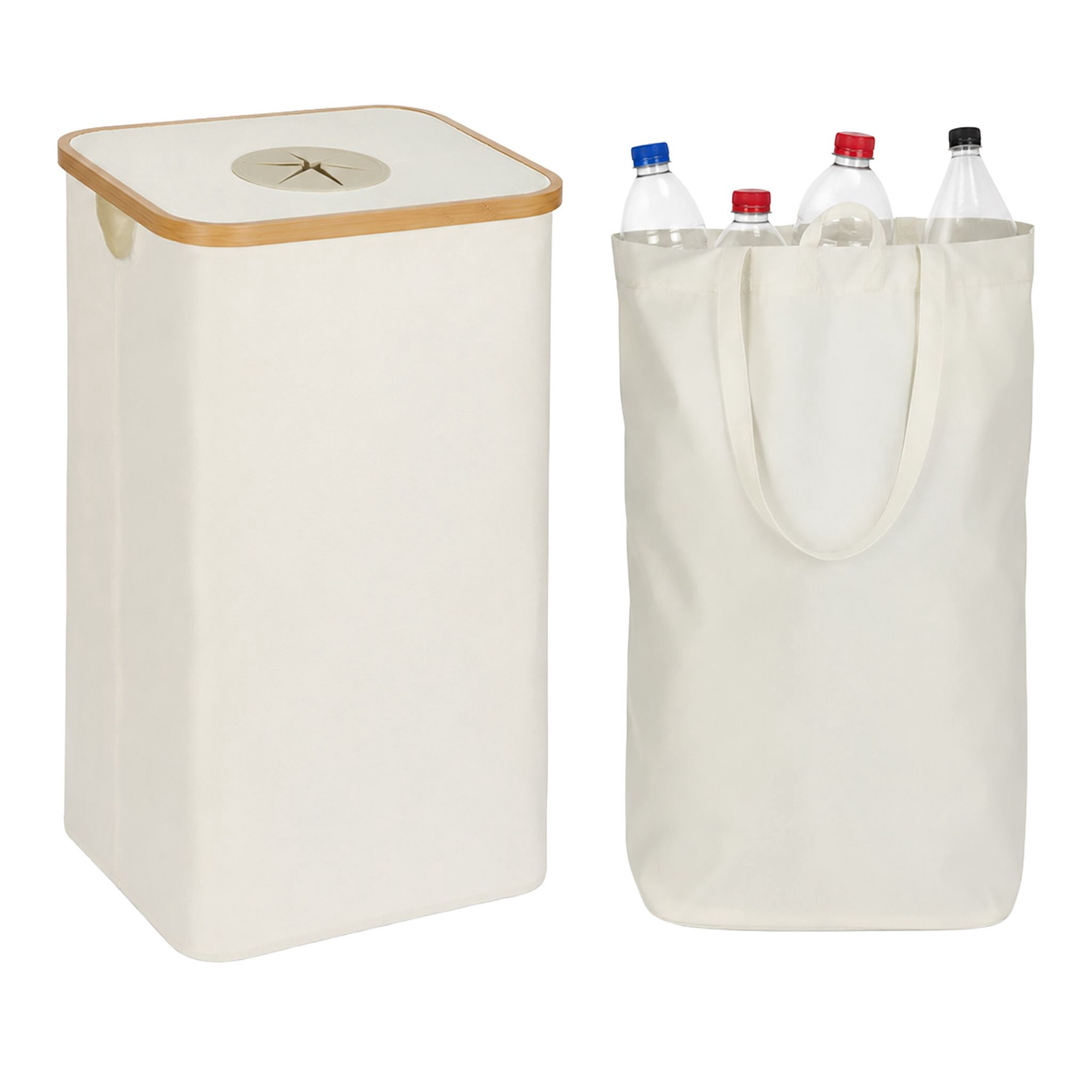 Statiegeldcontainer, 100 liter – Beige, Bamboe