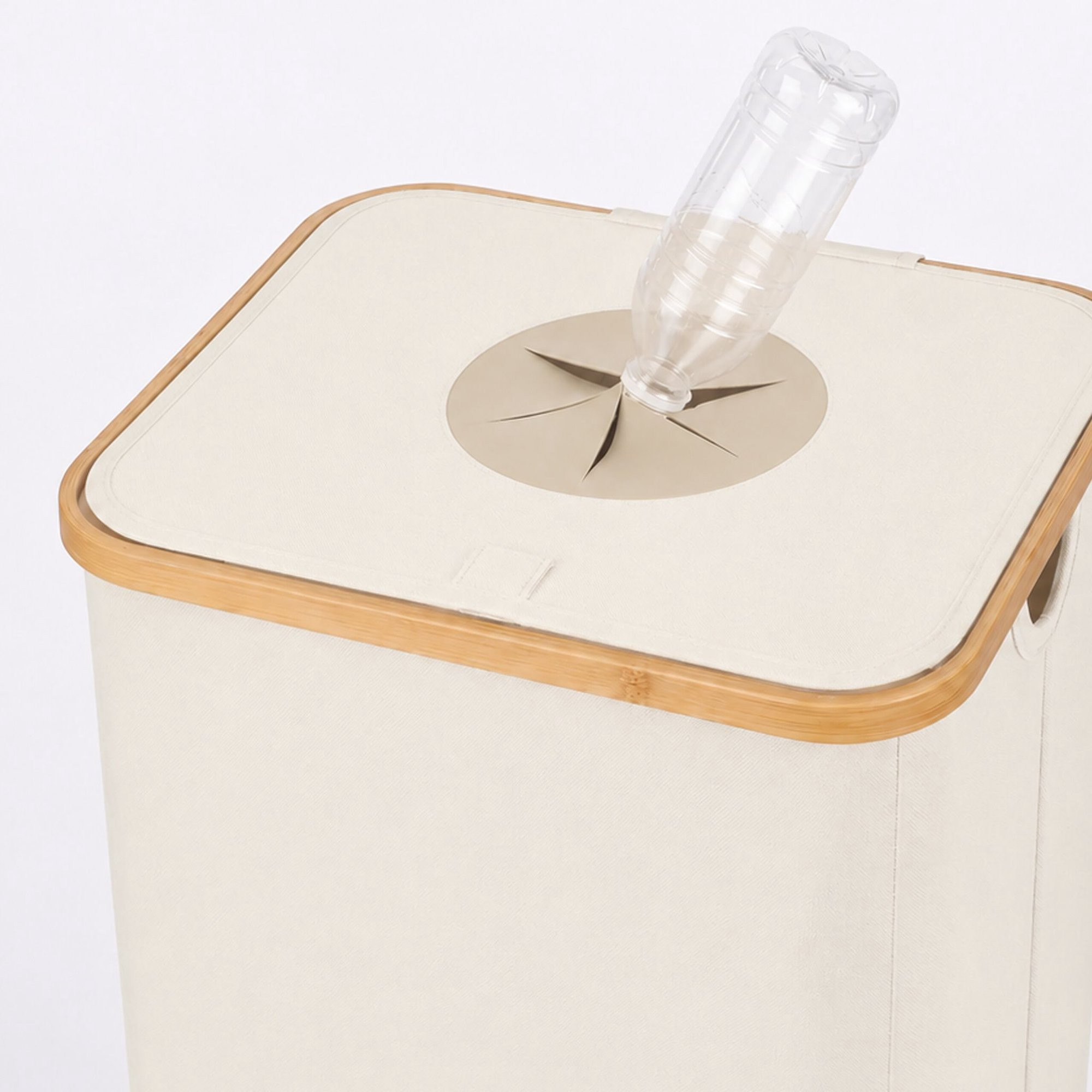 Statiegeldcontainer, 100 liter – Beige, Bamboe