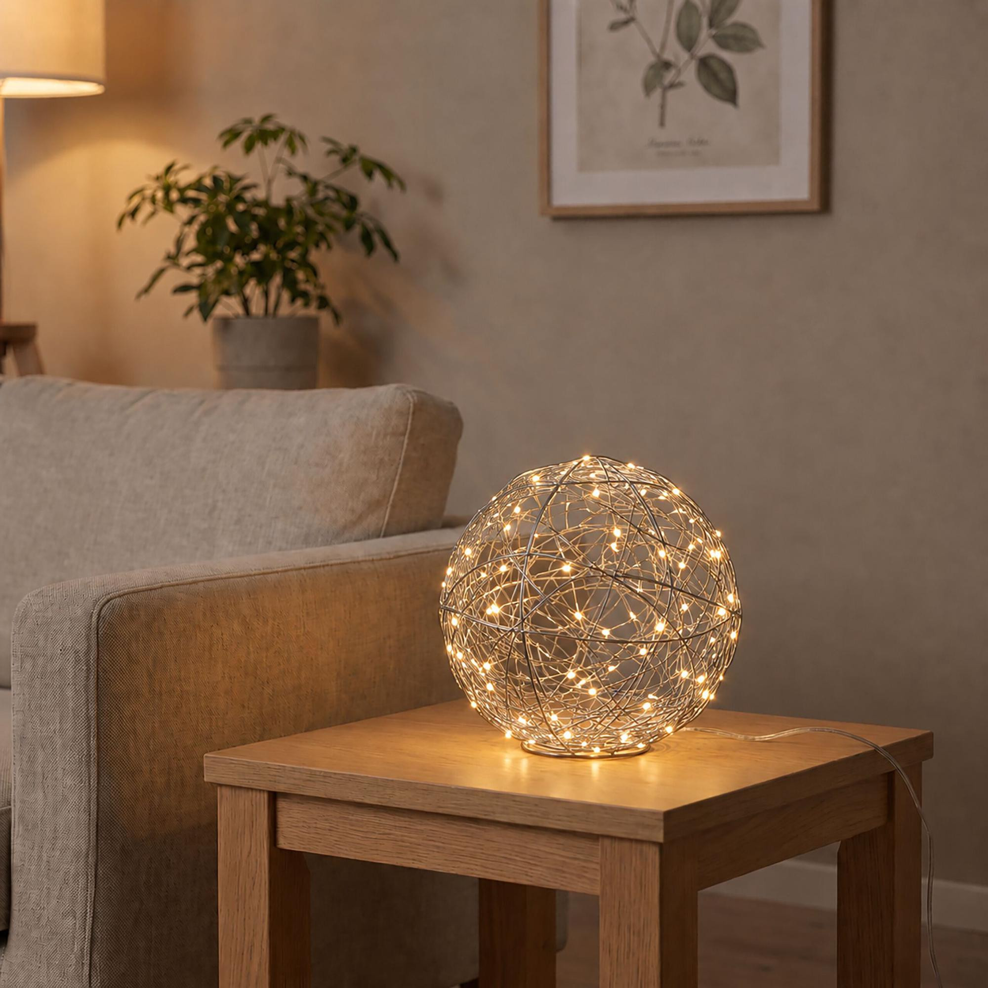 20 cm Silver LED Decorative Light Globe