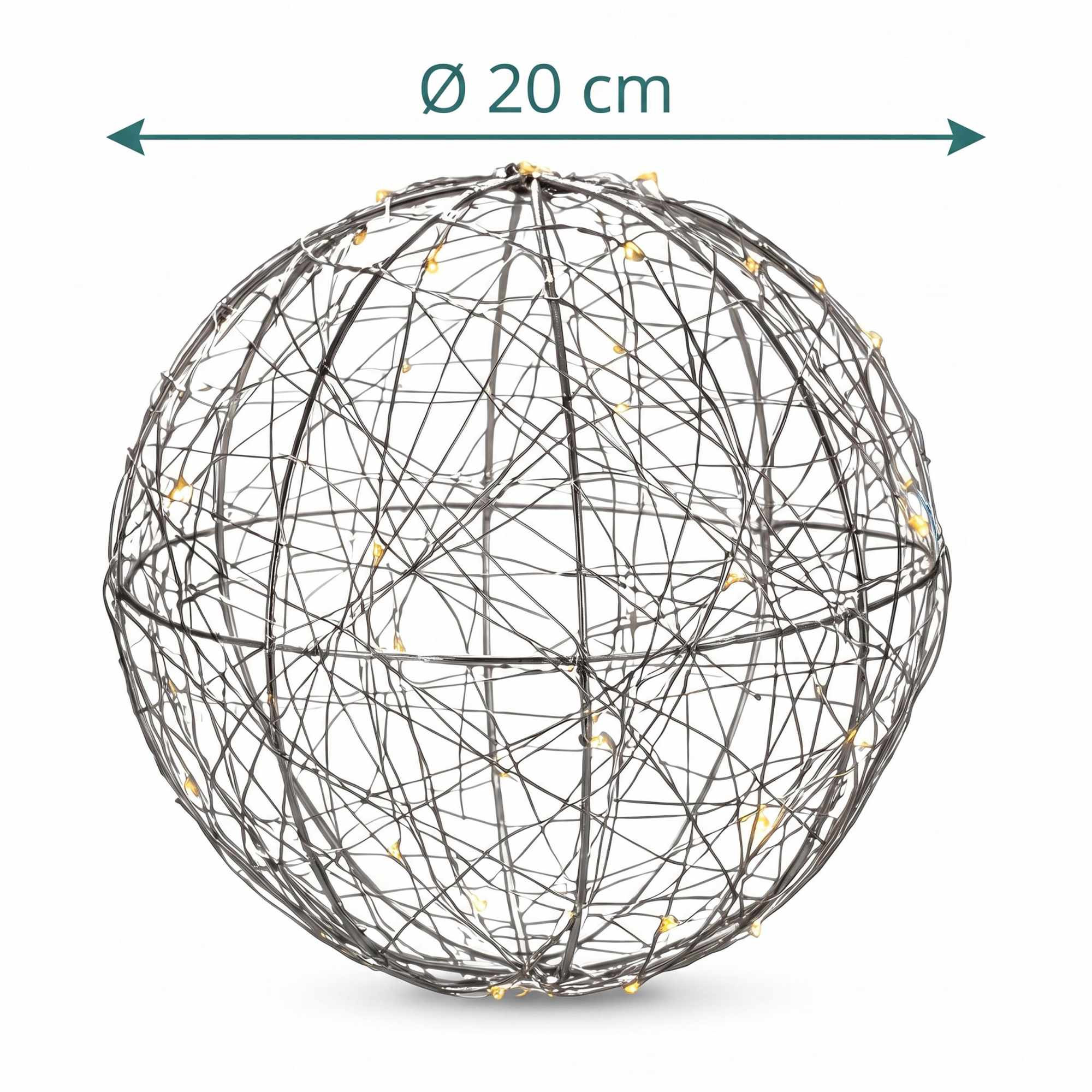 20 cm Silver LED Decorative Light Globe