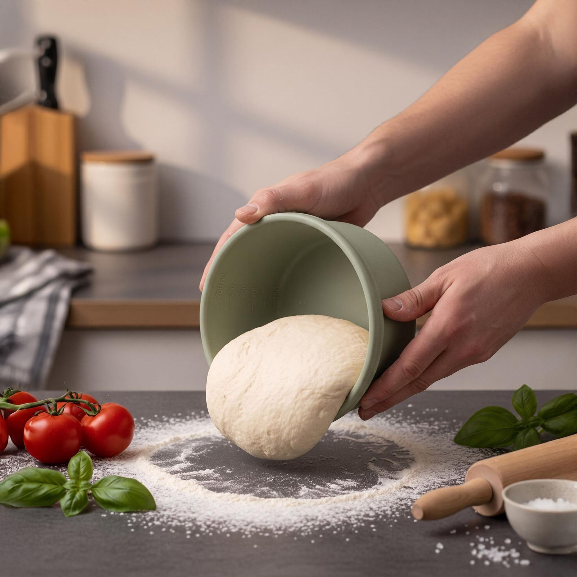 Silikon-Pizzateigboxen mit Deckel, 4er-Set