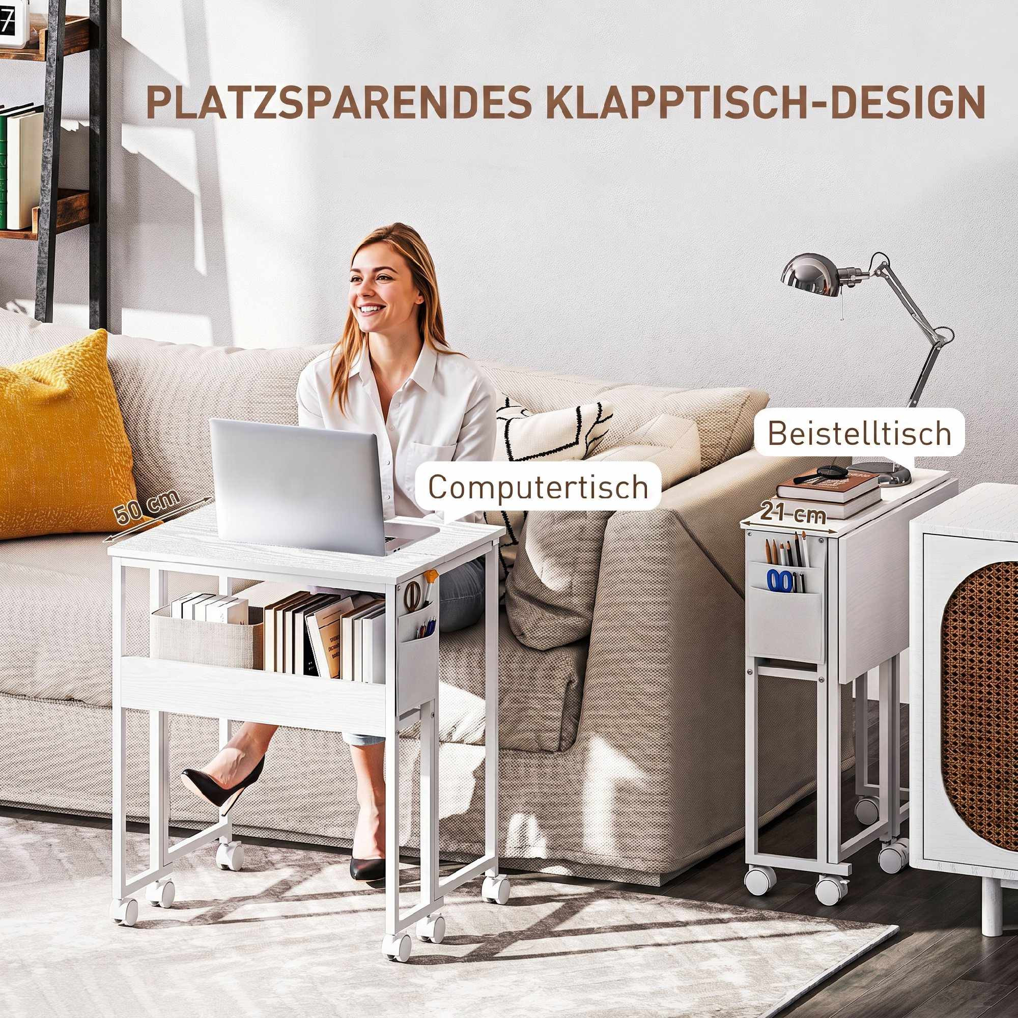 Opklapbaar bureau met open plank, wit