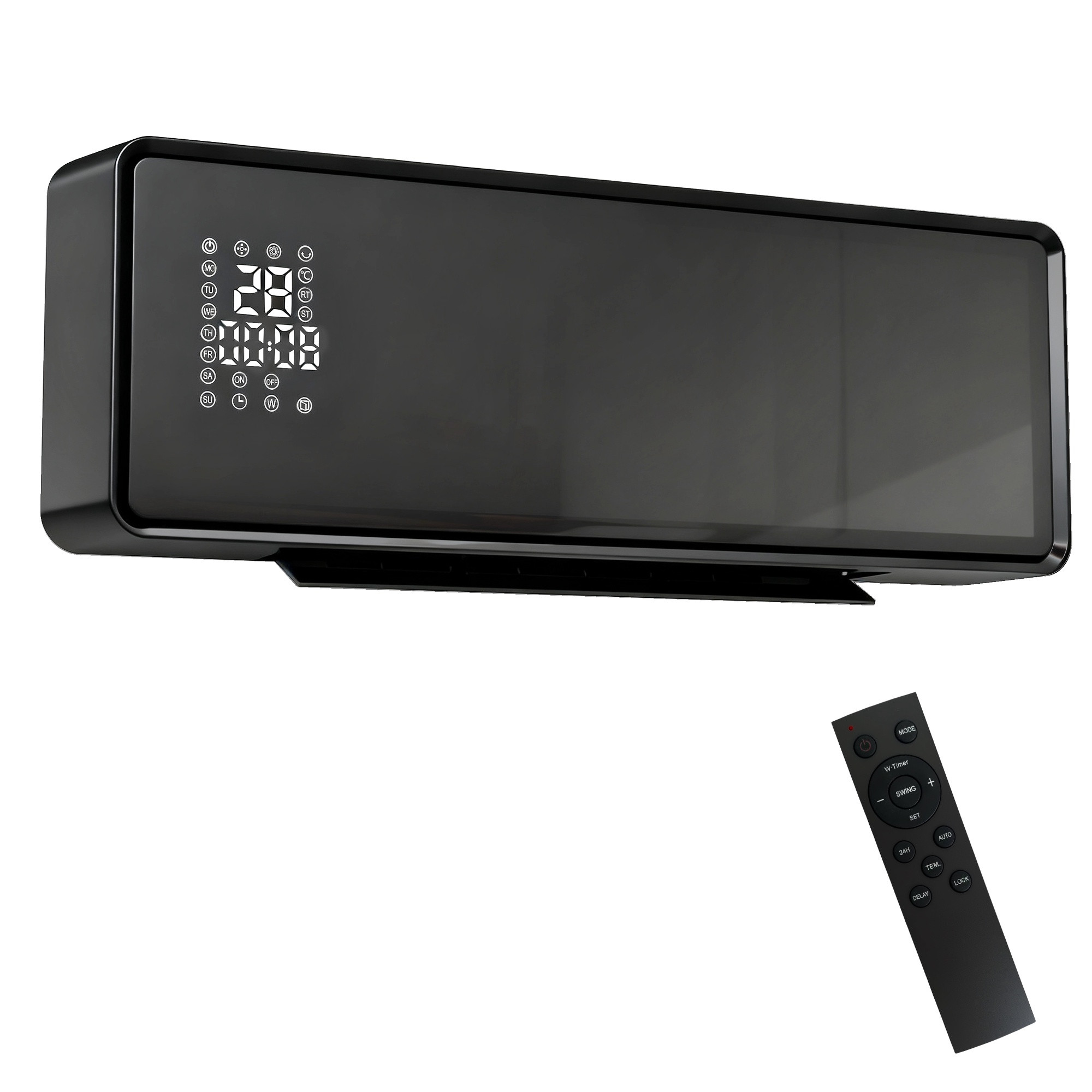 Wall-Mounted 2000W Ceramic Heater with Remote & Timer
