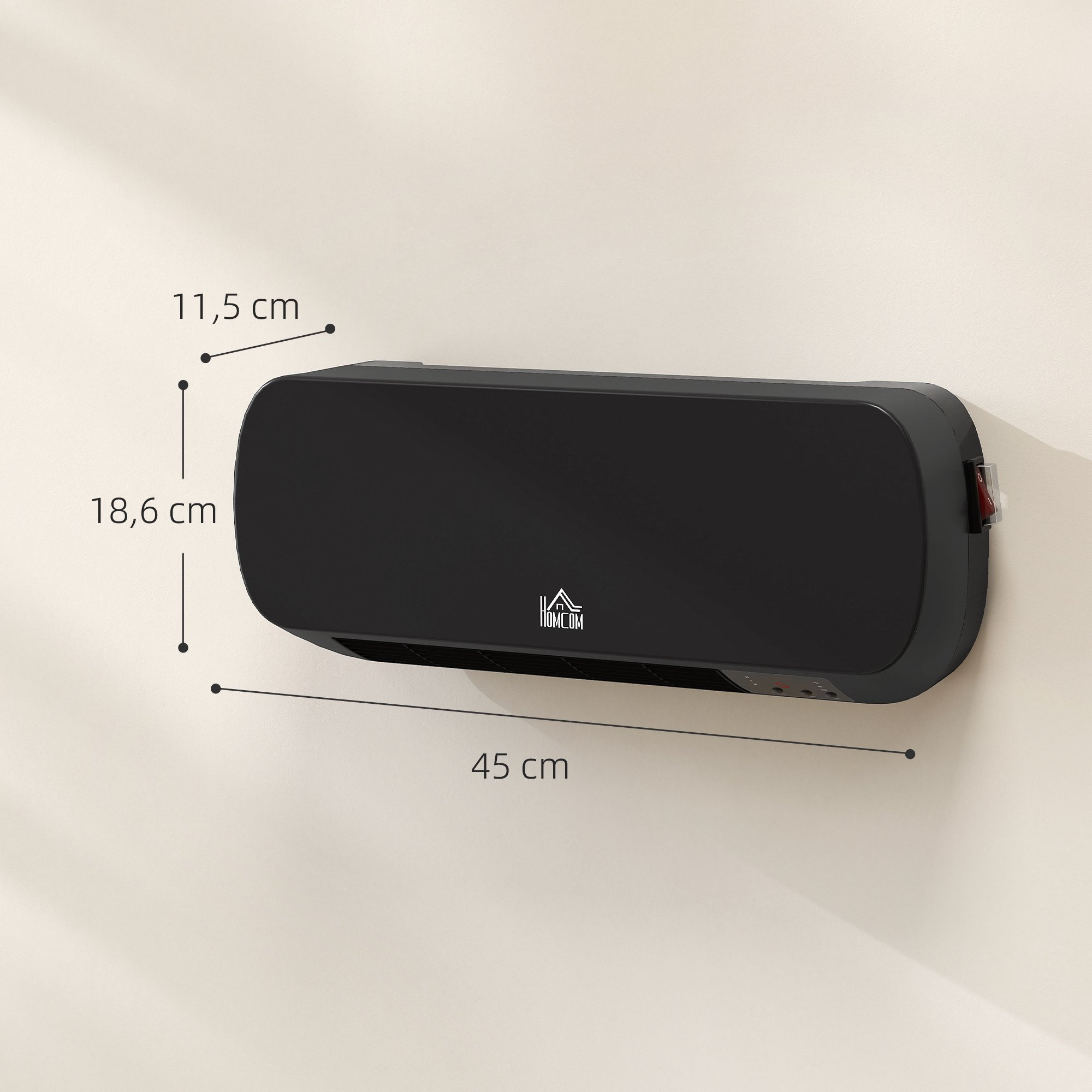 Wall-Mounted Ceramic Heater 2000W with Remote & Timer