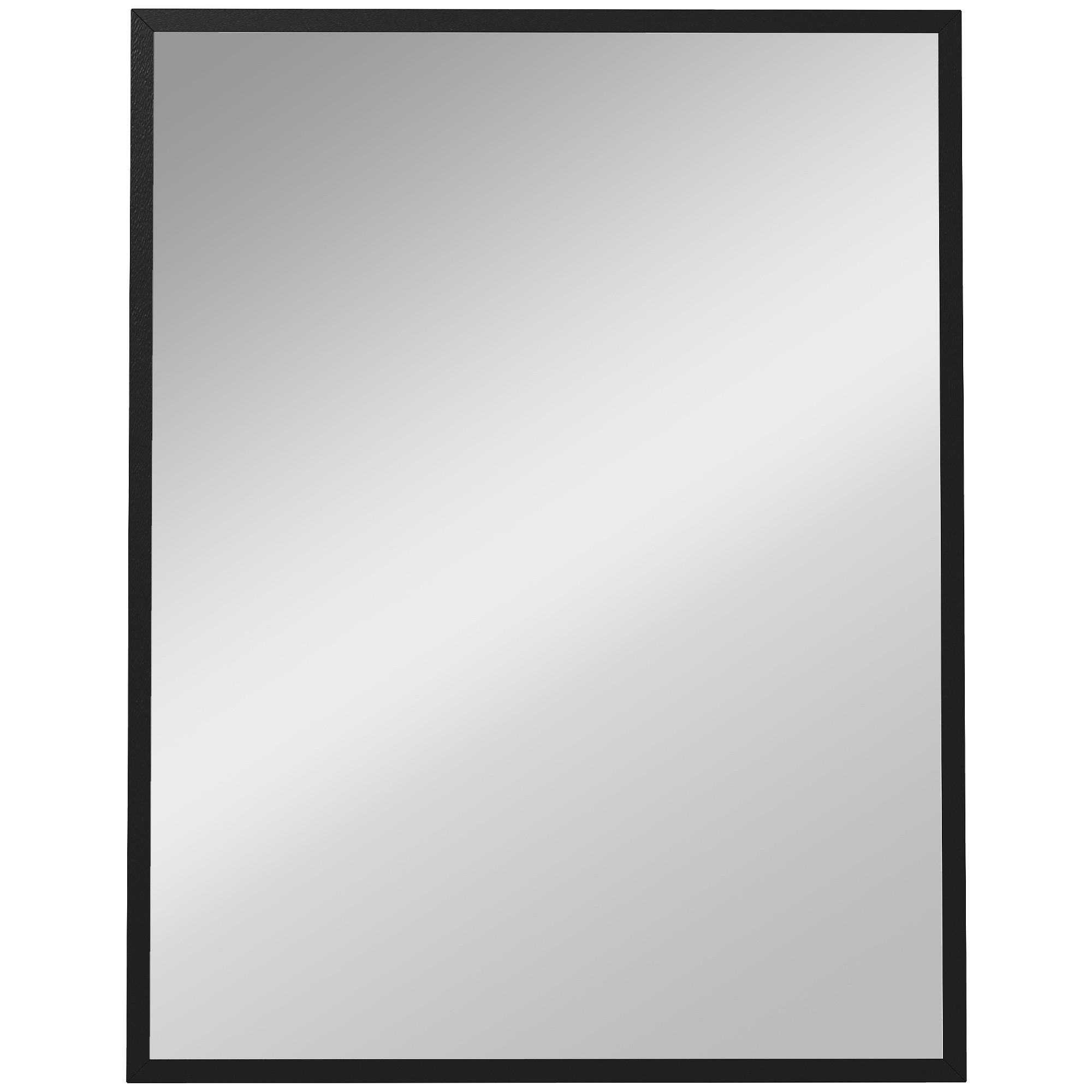 Espejo de pared rectangular, 70x90 cm, marco de MDF negro.