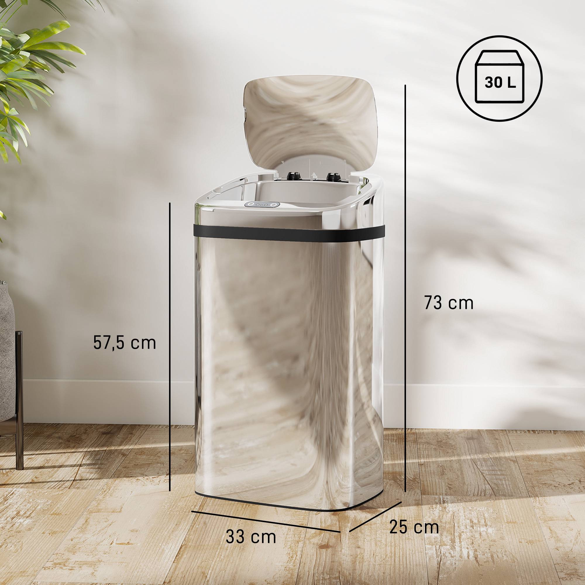 Automatic Sensor Trash Can, 30L Stainless Steel