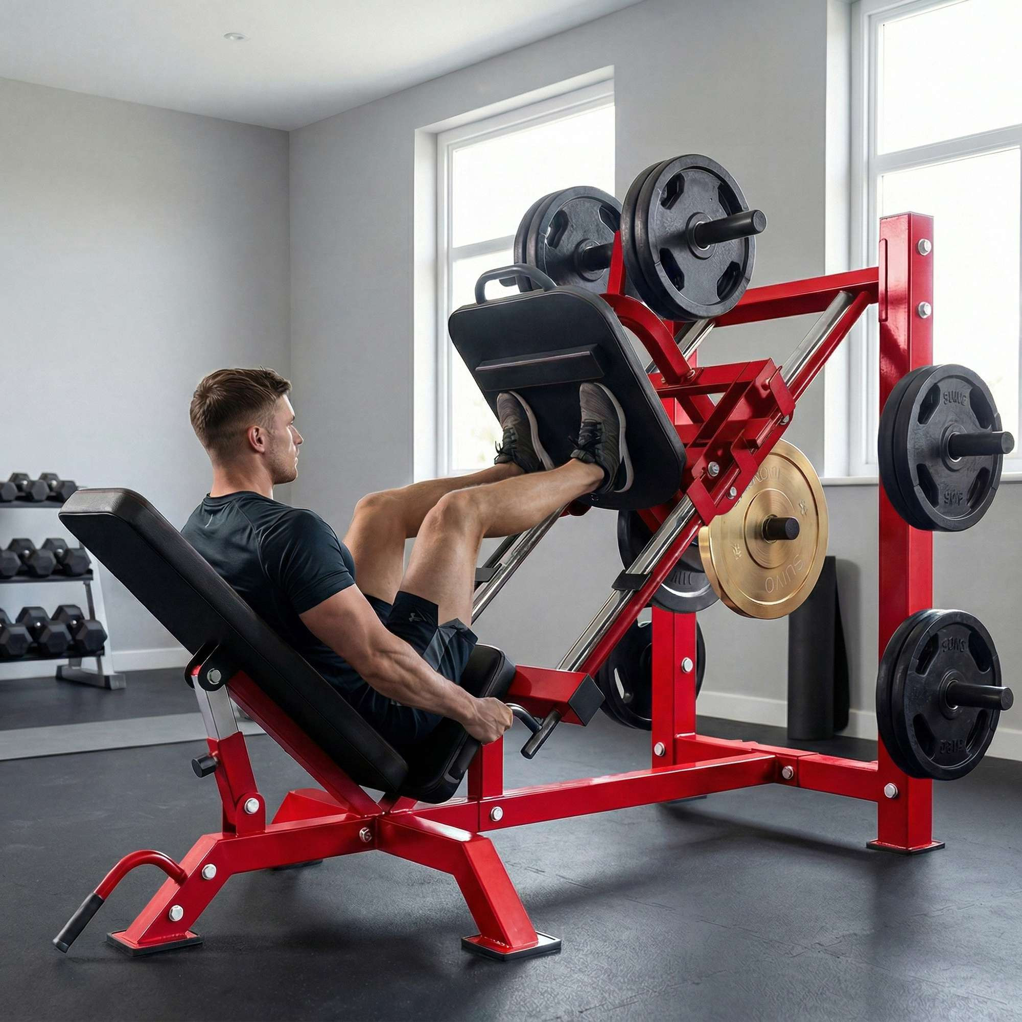 Legpress machine – Verstelbare rugleuning, stalen frame