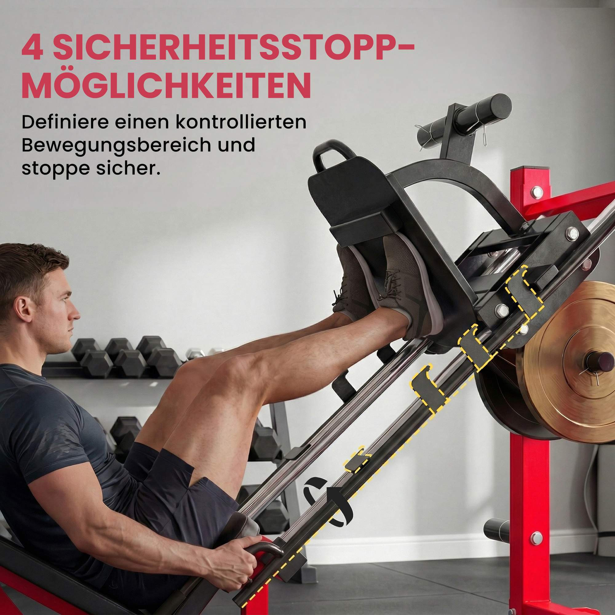 Legpress machine – Verstelbare rugleuning, stalen frame