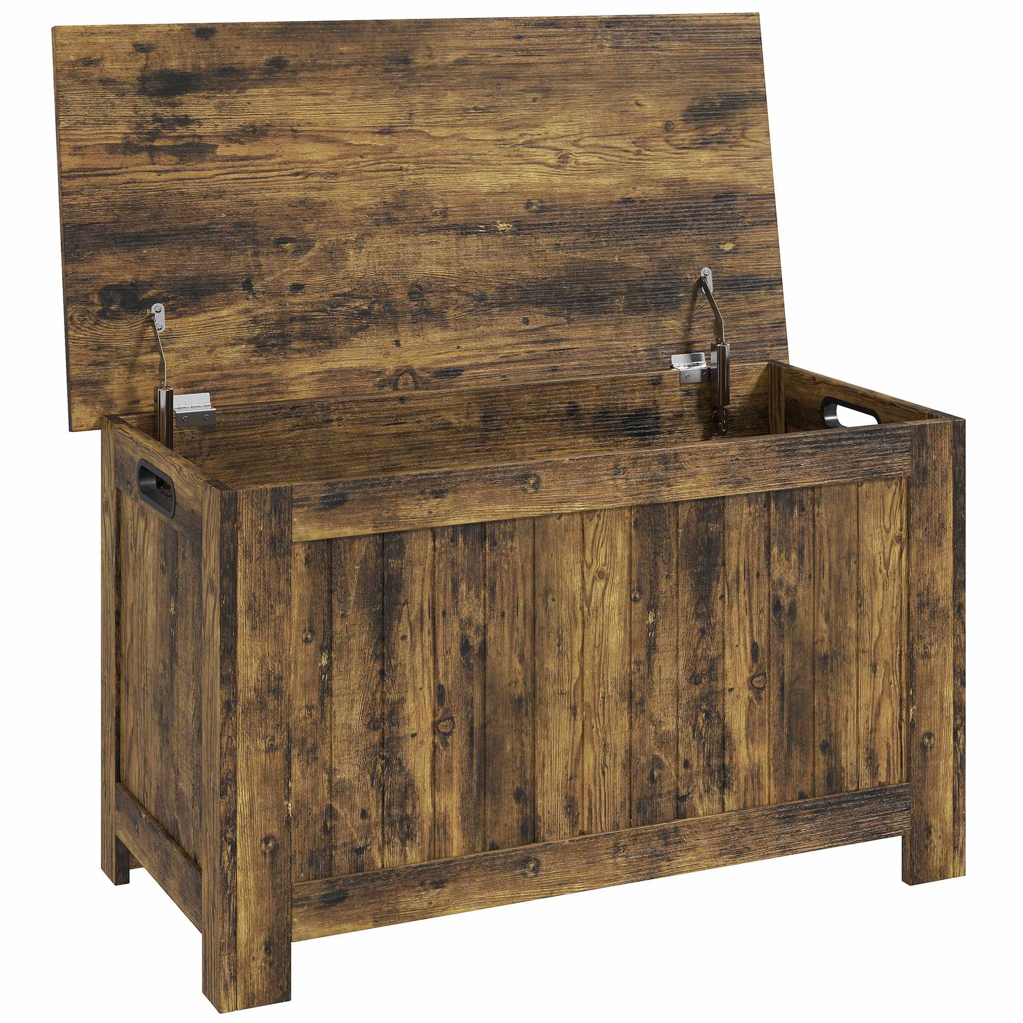 Rustic Brown MDF Storage Chest with Safety Hinges