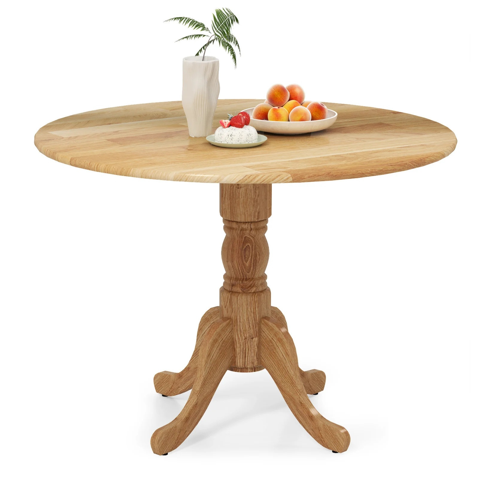 Mesa de jantar redonda em madeira de seringueira, 40 polegadas, par...