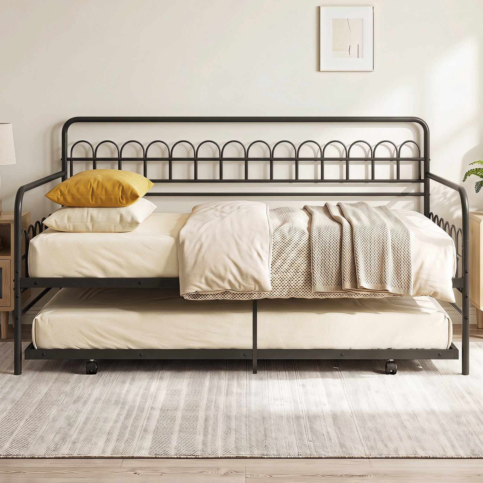 Sofá cama con sofá cama extraíble, estructura metálica, 90x200 cm, ...