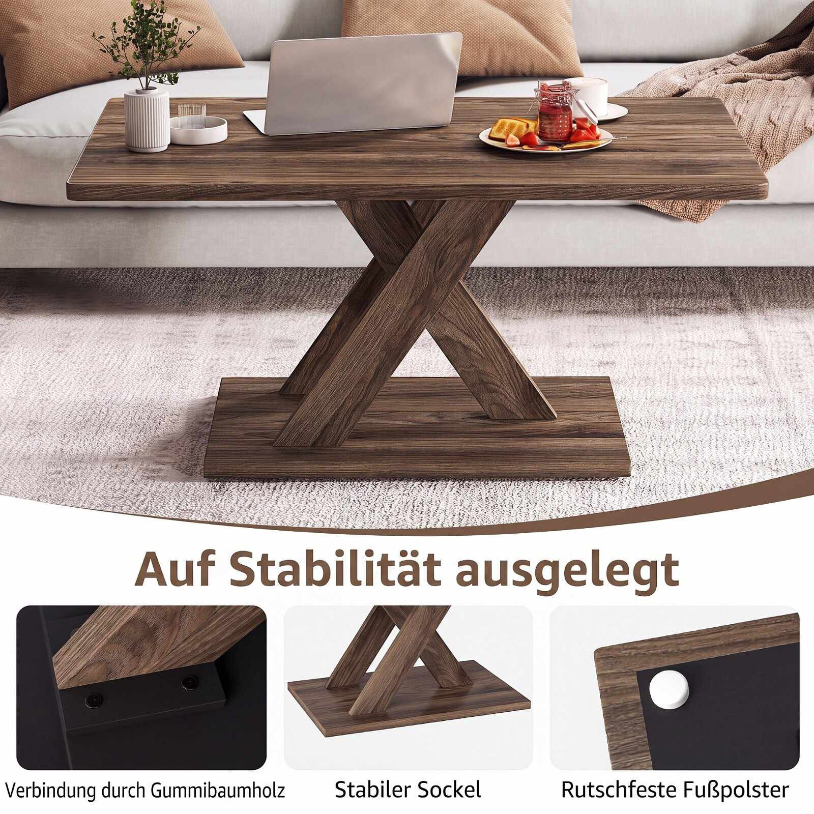 Rectangular Coffee Table, 37.5", Rustic Brown, Rubber Wood
