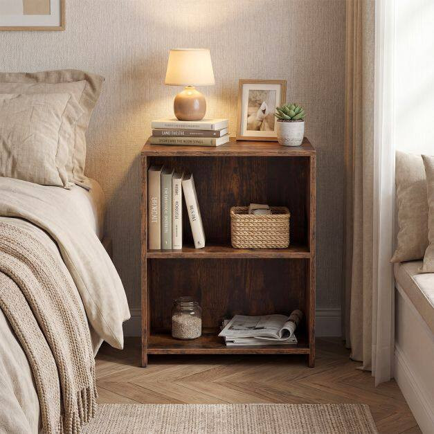 White Square Sofa Side Table with Open Storage Shelves