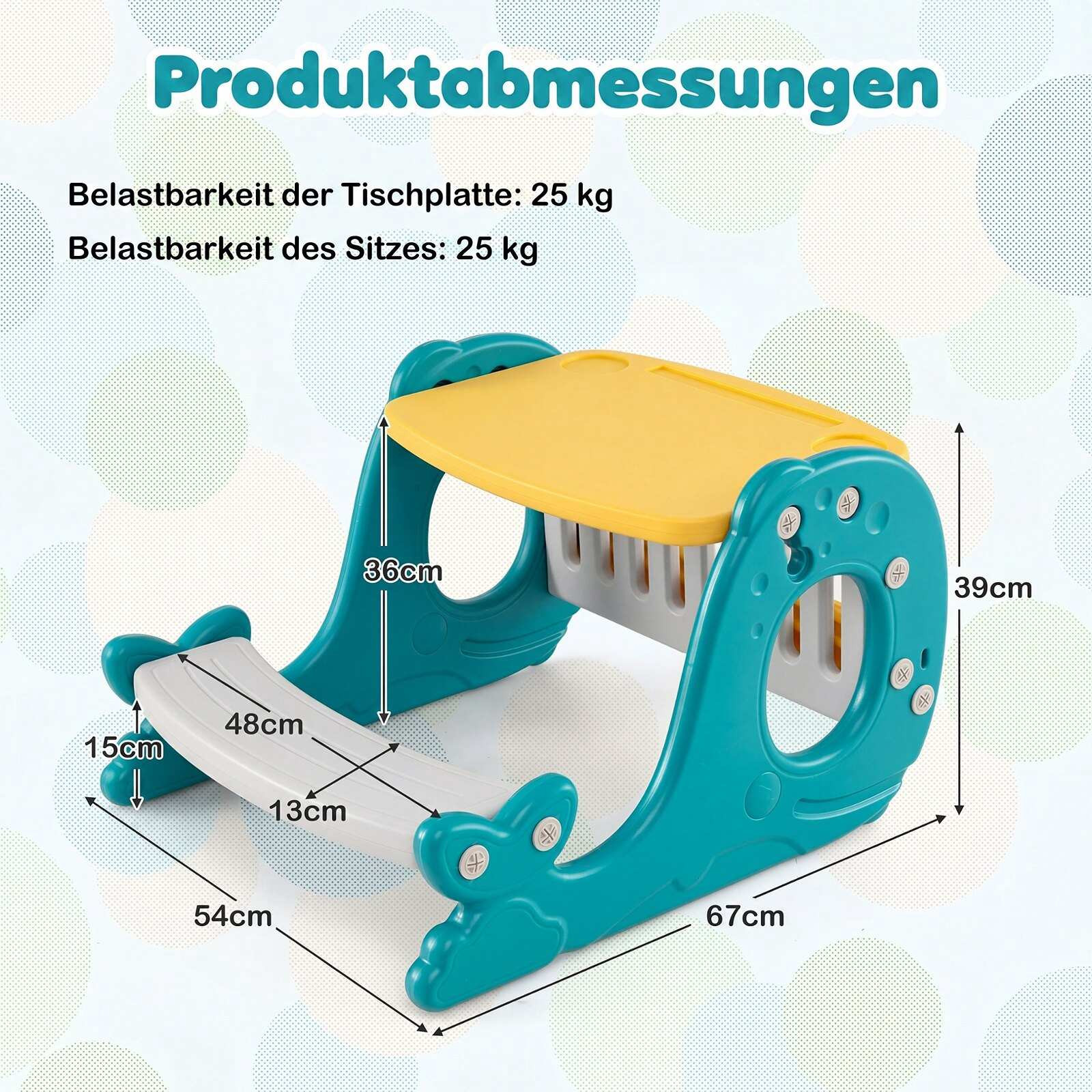 Children's Activity Table with Bench & Adjustable Easel