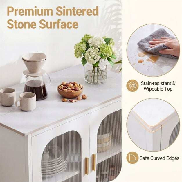 Weißes Sideboard-Buffet mit verstellbarem Einlegeboden