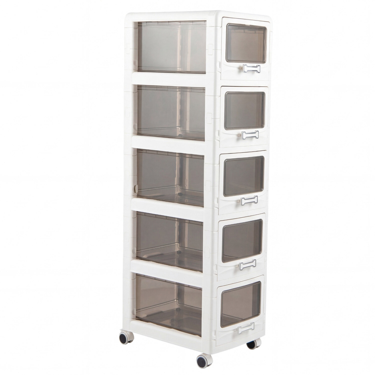 Plastic Rolling Storage Cart, 5-Tier, Lockable Wheels