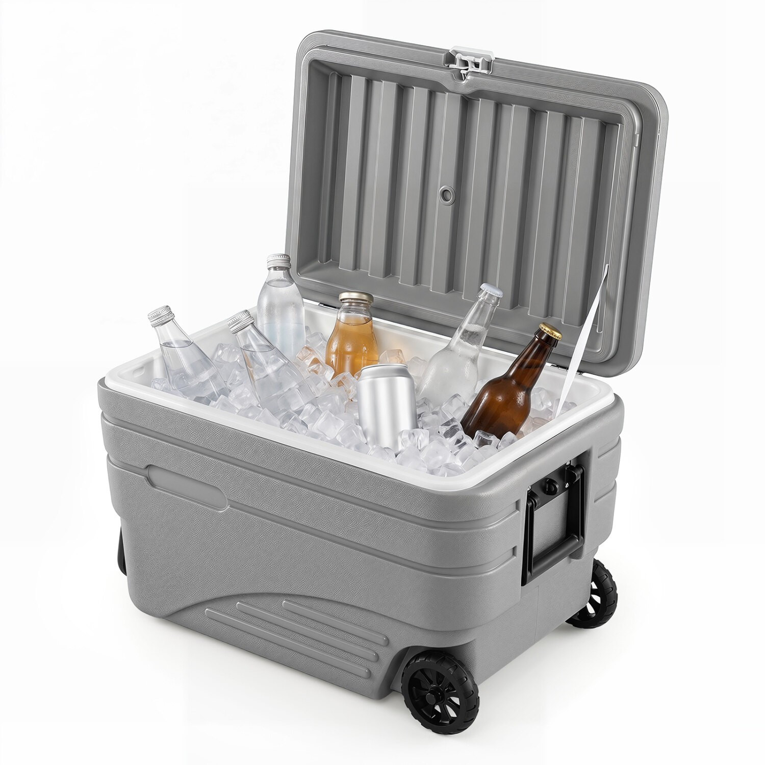84-Quart-Eisbox mit Rollen, grau, klappbarer Griff