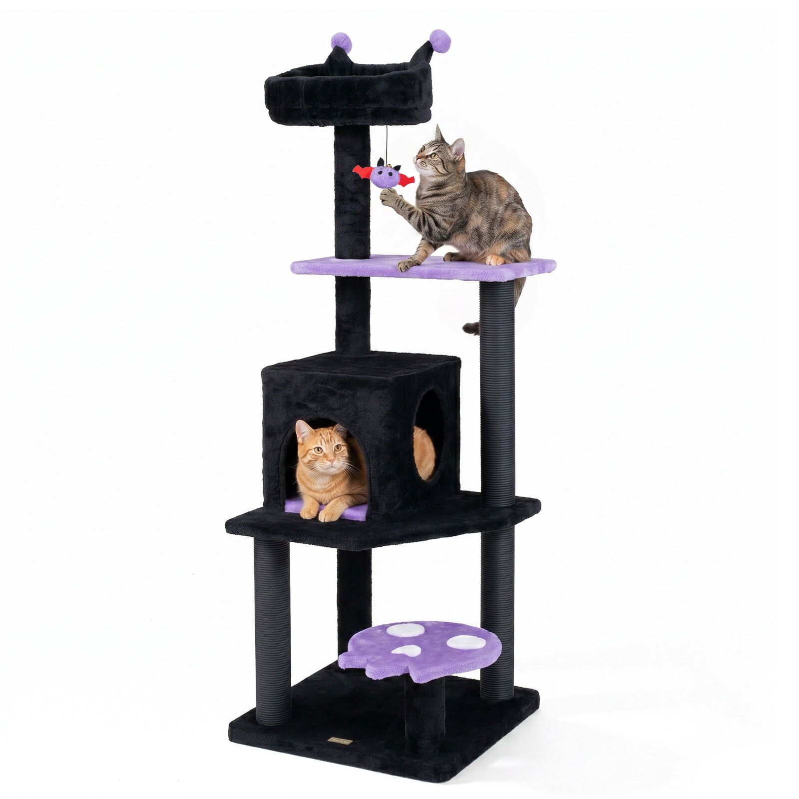 Gothic Cat Tree with Scratching Posts, Bed & Cave, 144 cm
