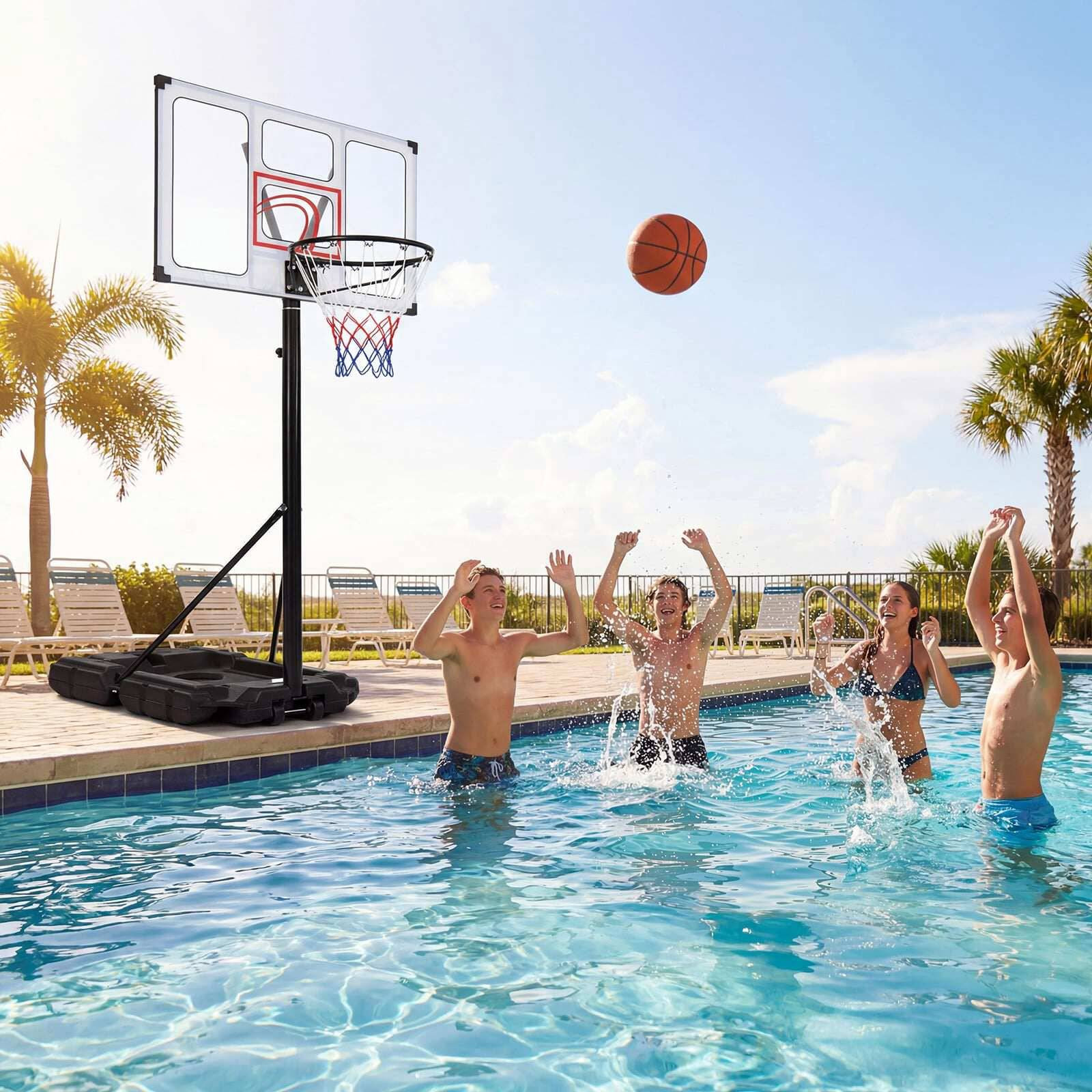 Aro de baloncesto portátil ajustable con base rellenable