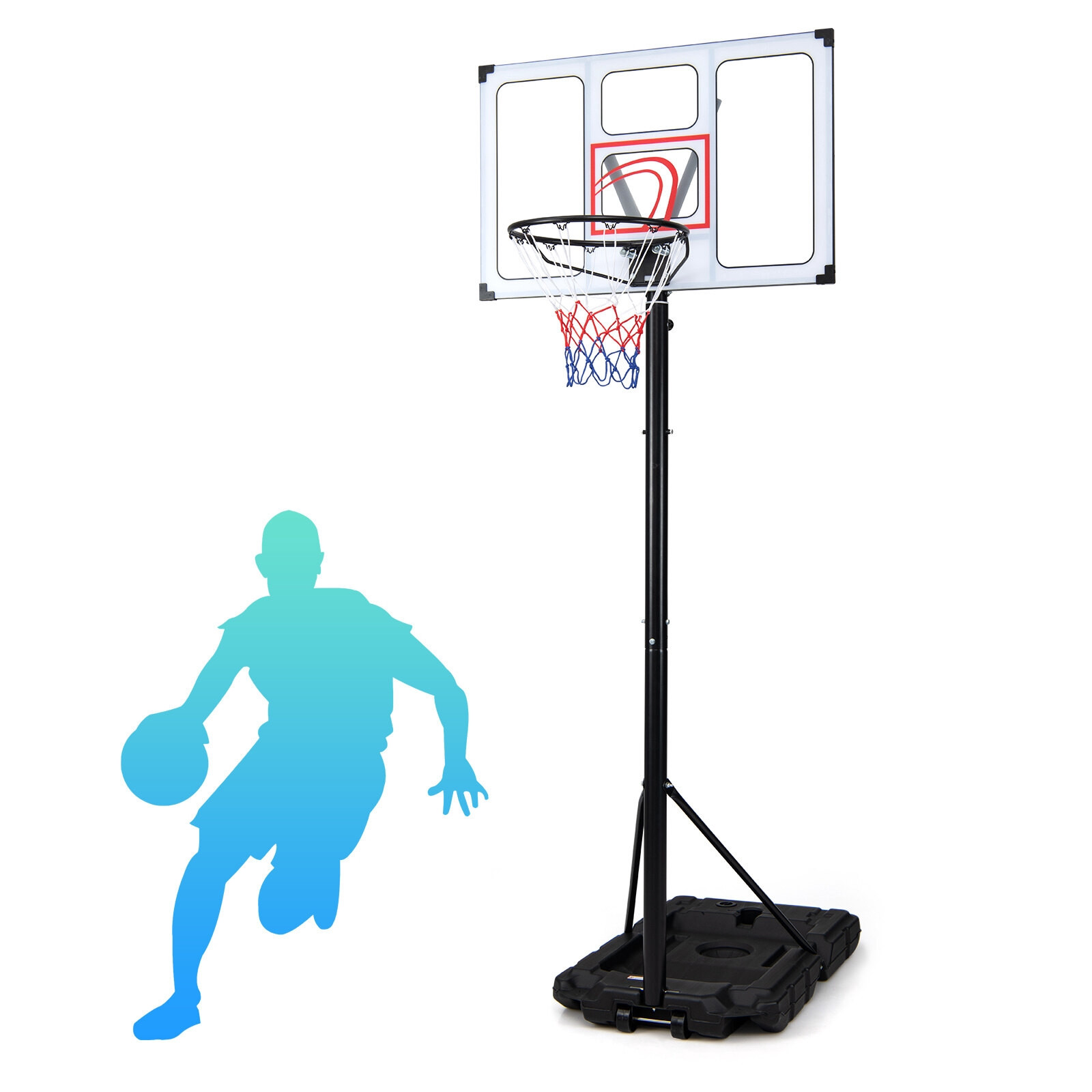 Aro de baloncesto portátil ajustable con base rellenable