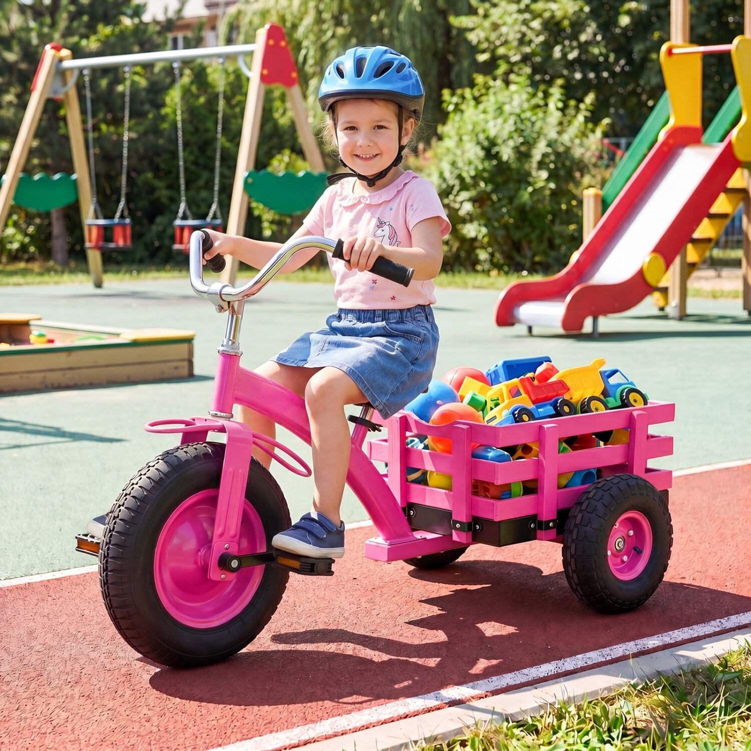 Triciclo infantil com pneus infláveis ​​de 15 polegadas – Rosa
