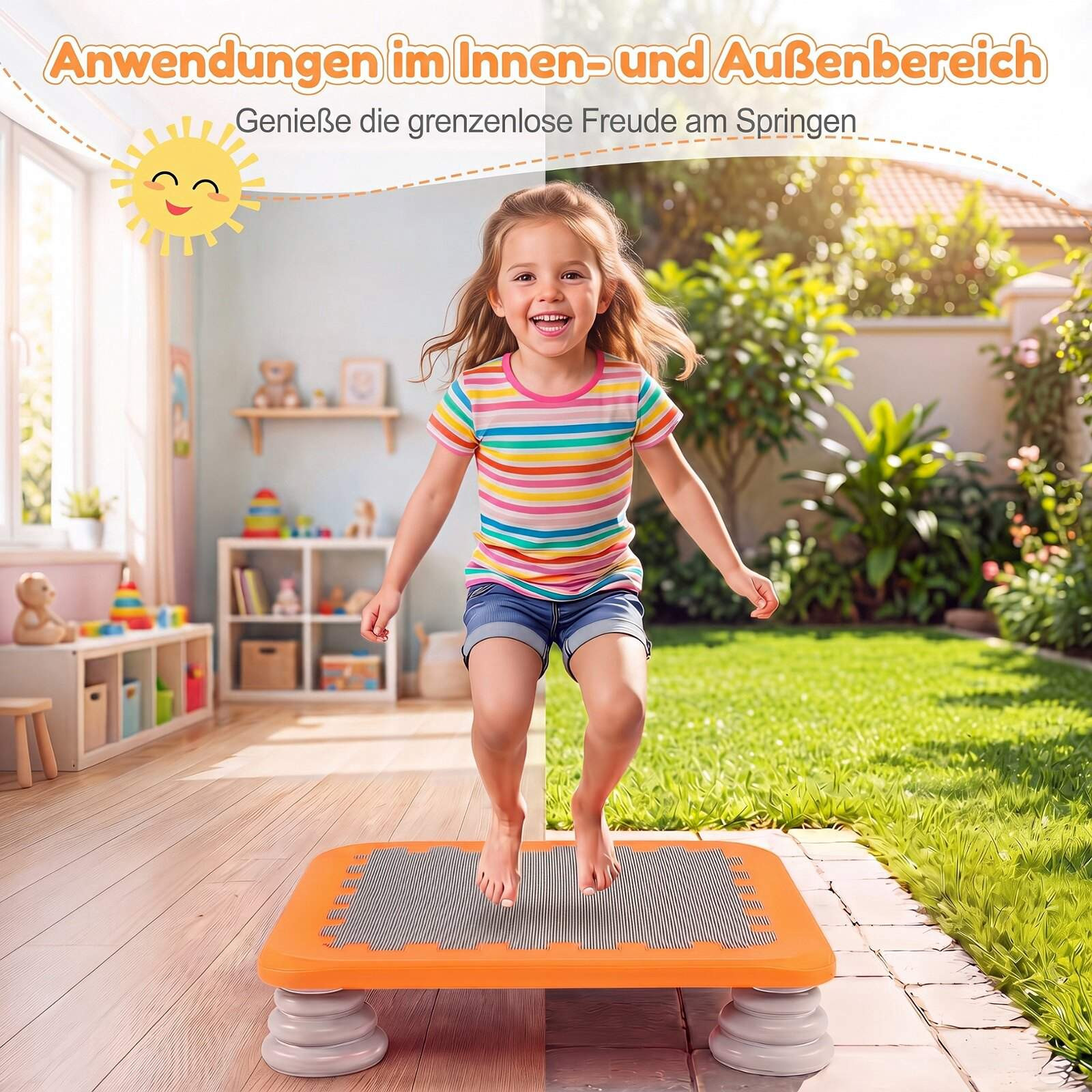 Mini trampolim infantil com almofadas antiderrapantes, laranja, 65 ...