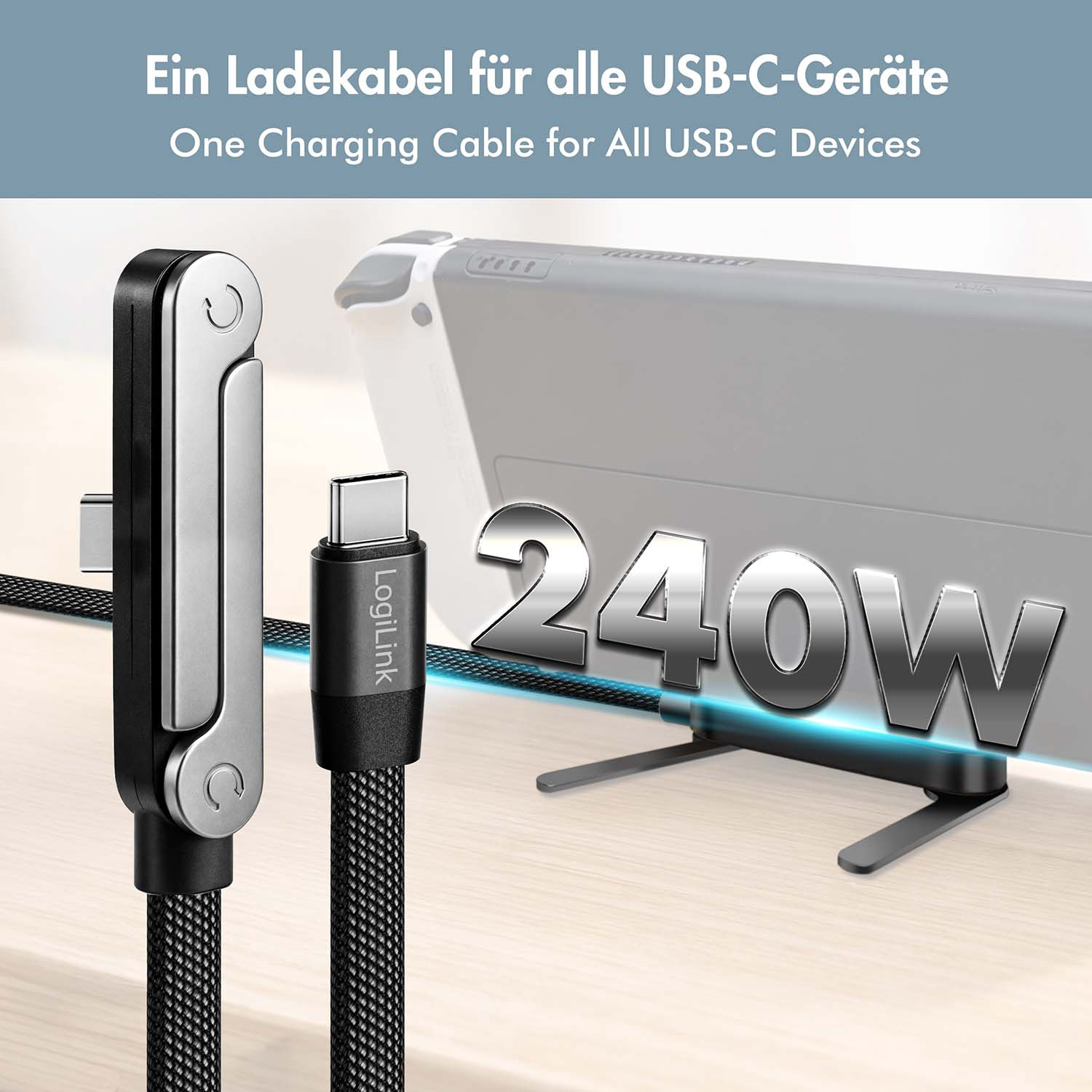 Cabo USB-C LogiLink com suporte para celular integrado