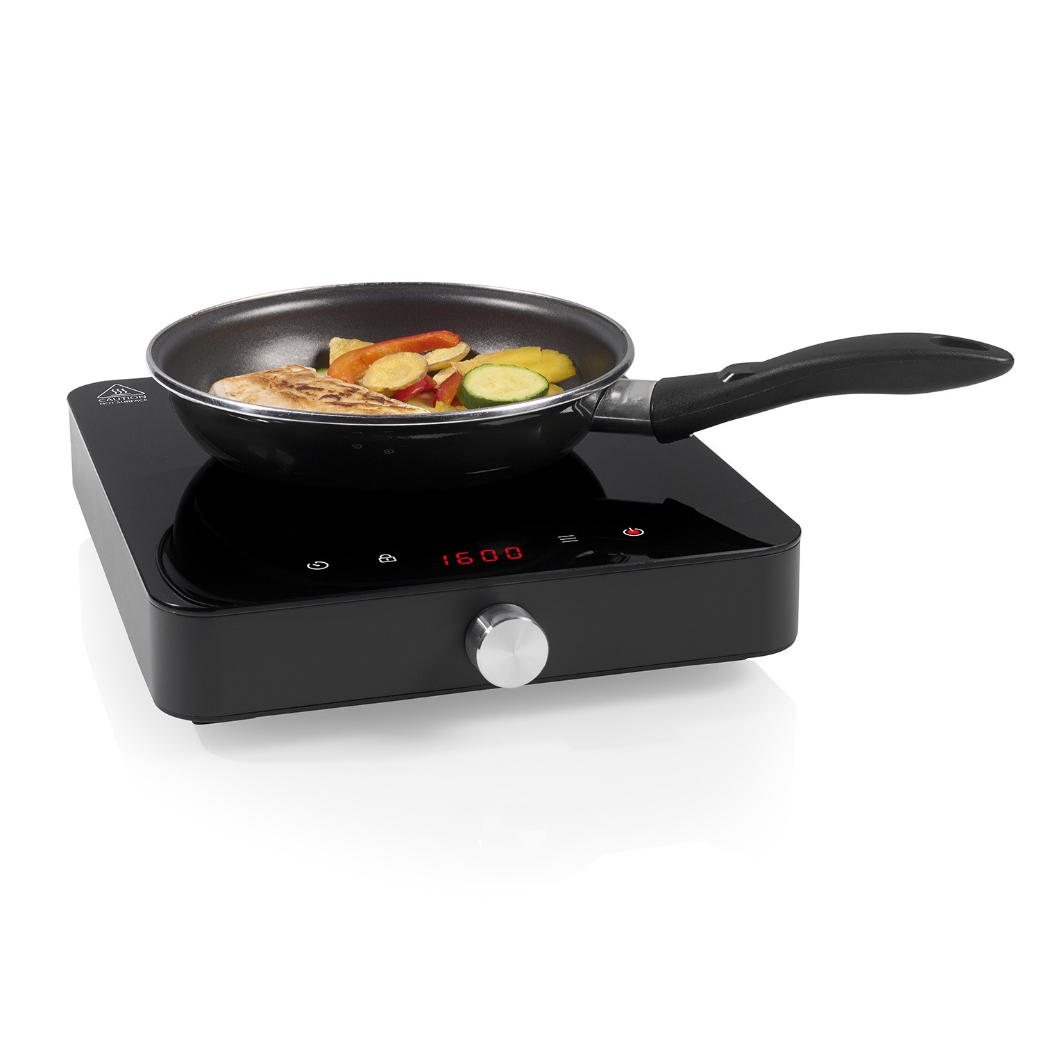 Single Induction Hob 2000W with Digital Display and Timer, Pan Dete...
