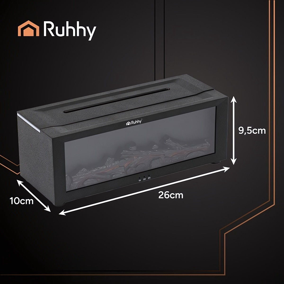 Aroma Diffuser 150 ml with LED Fireplace Flame Effect, Remote Contr...