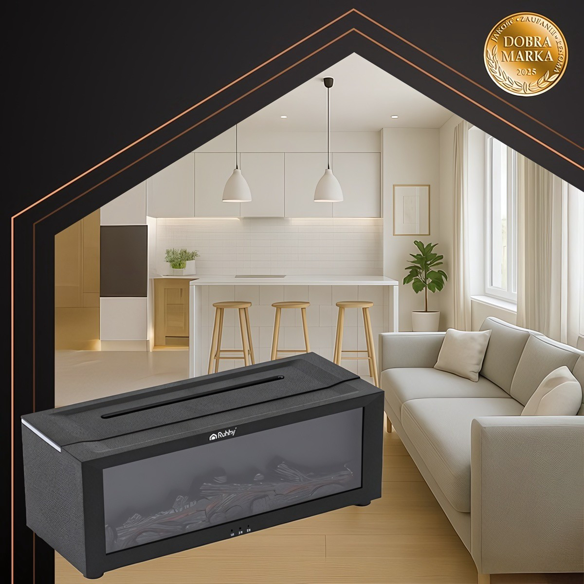 Aroma Diffuser 150 ml with LED Fireplace Flame Effect, Remote Contr...
