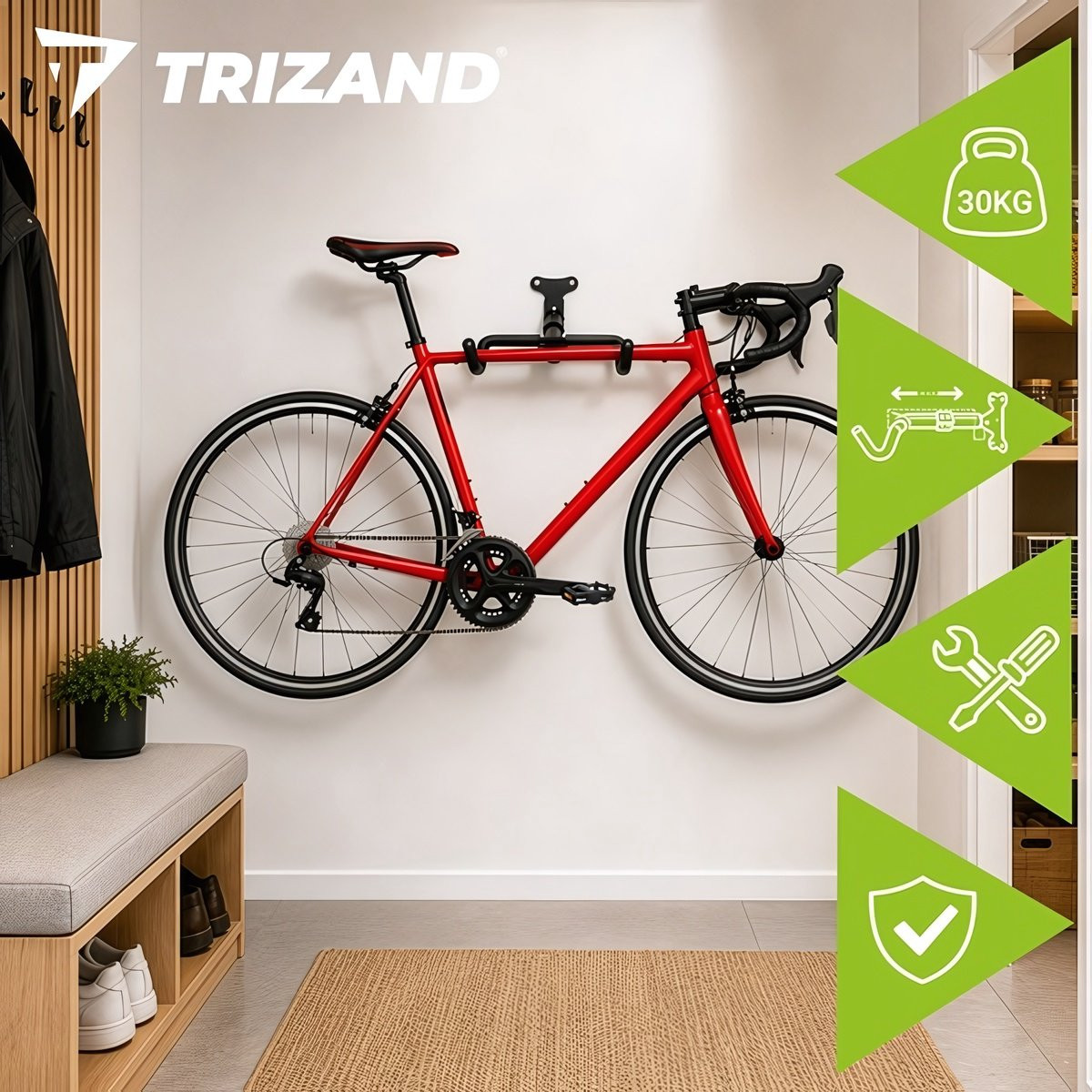 Suporte de parede para bicicletas de 30 kg, compatível com biciclet...