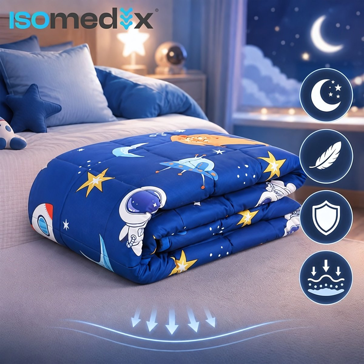 Couverture lestée bleue 100 x 150 pouces, version 3 kg