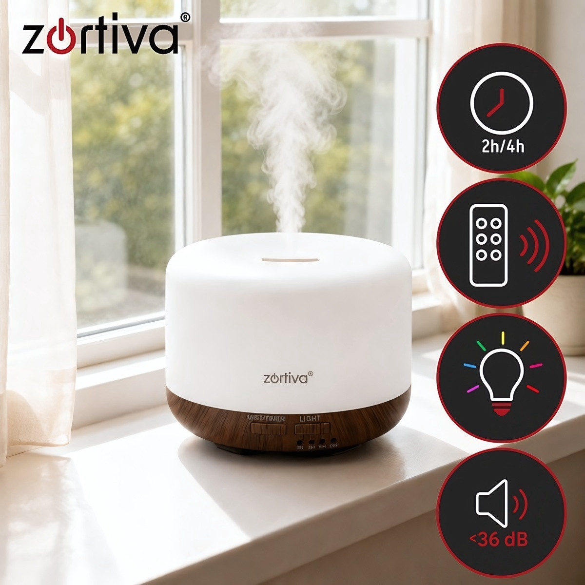 Aroma Diffuser Humidifier 300 ml with Remote Control, 7 Light Colou...