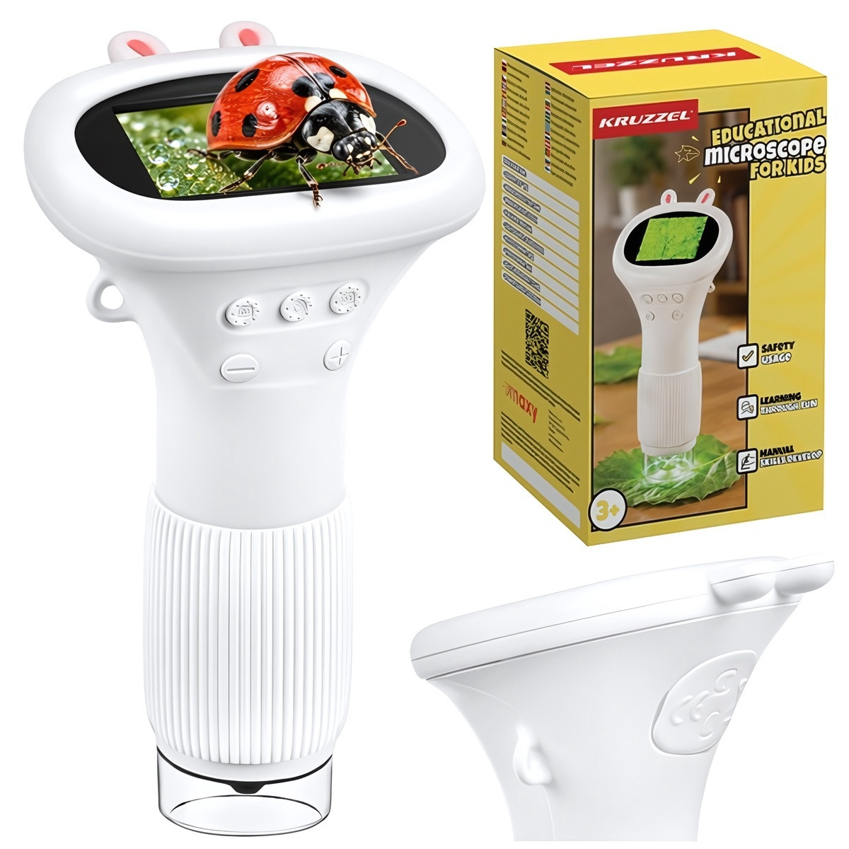 Microscópio digital infantil com ampliação de 1000x, tela IPS de 2 ...