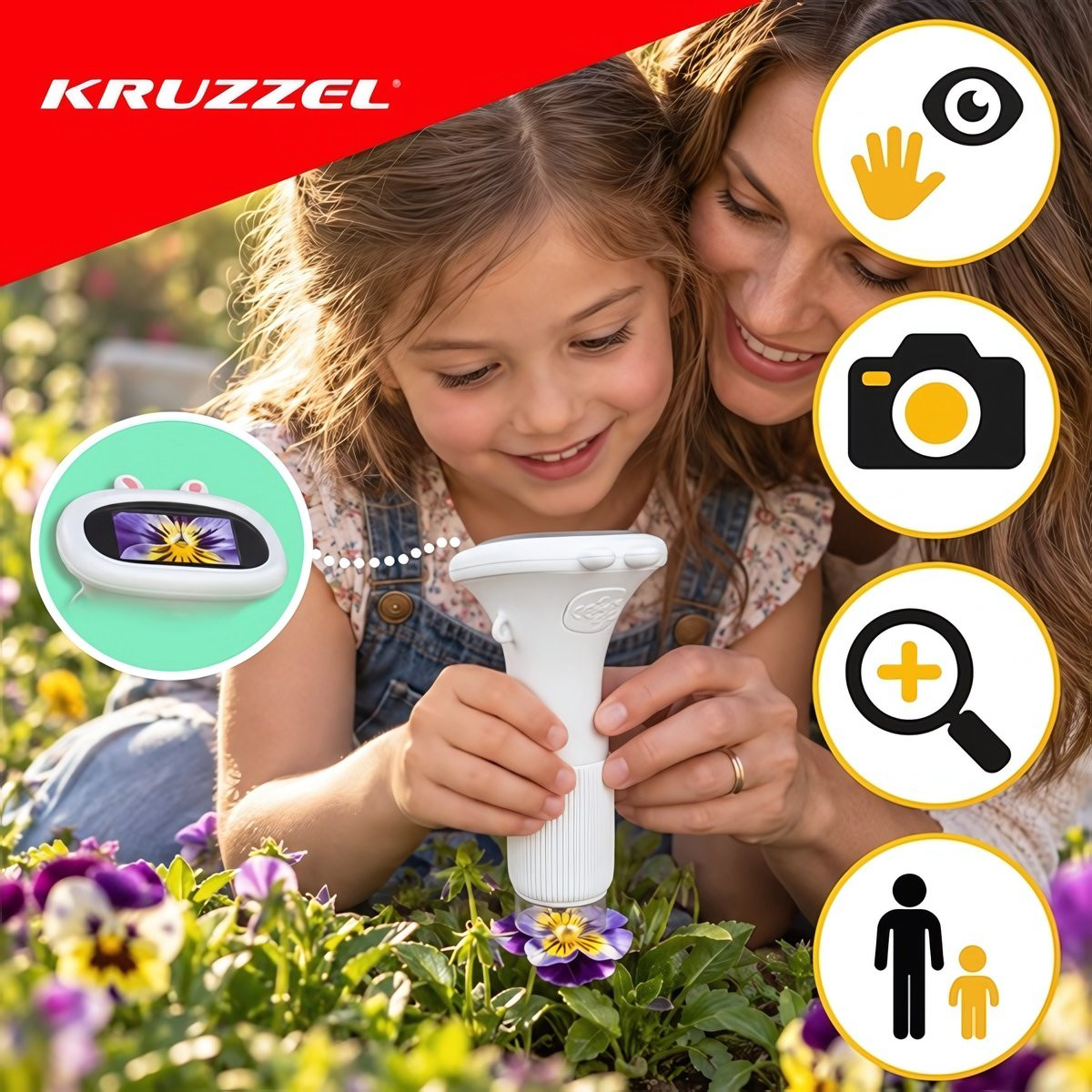 Microscópio digital infantil com ampliação de 1000x, tela IPS de 2 ...