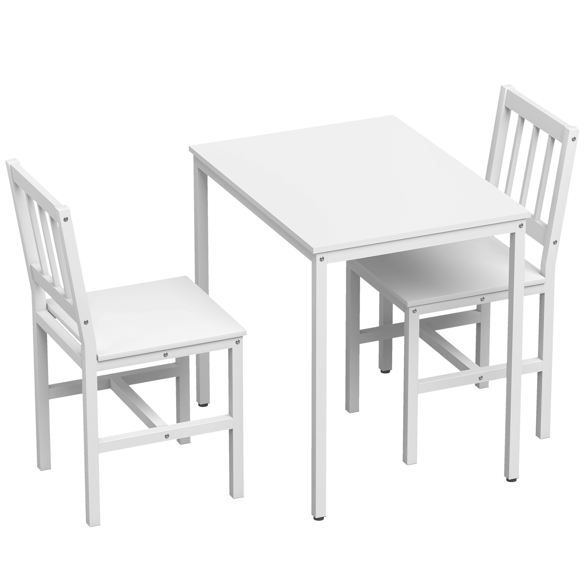 3-Piece Dining Set with Rectangular Table and 2 Chairs, 80 x 60 cm,...